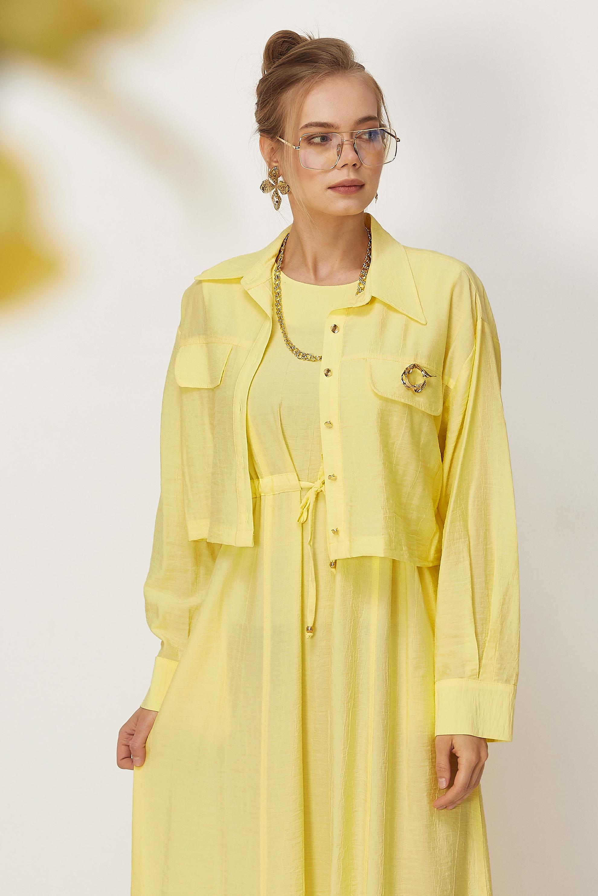 Vêtements hijab BEIGE ENSEMBLE ROBE TAILLE SMOCKÉE 46562