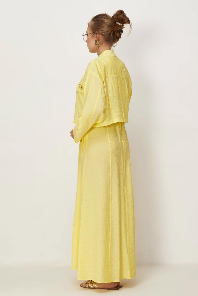 Vêtements hijab BEIGE ENSEMBLE ROBE TAILLE SMOCKÉE 46562 - ALVİNA