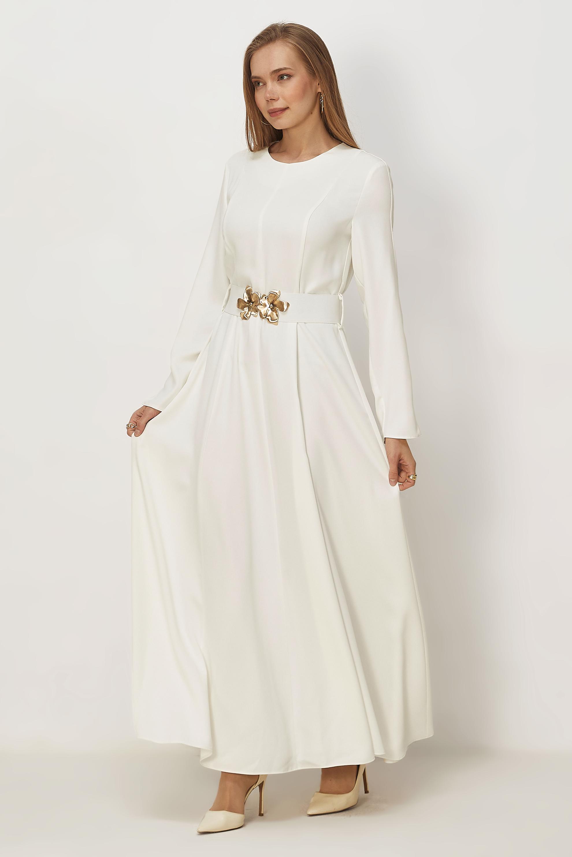 Hijab clothing WHITE BELTED DRESS 46564
