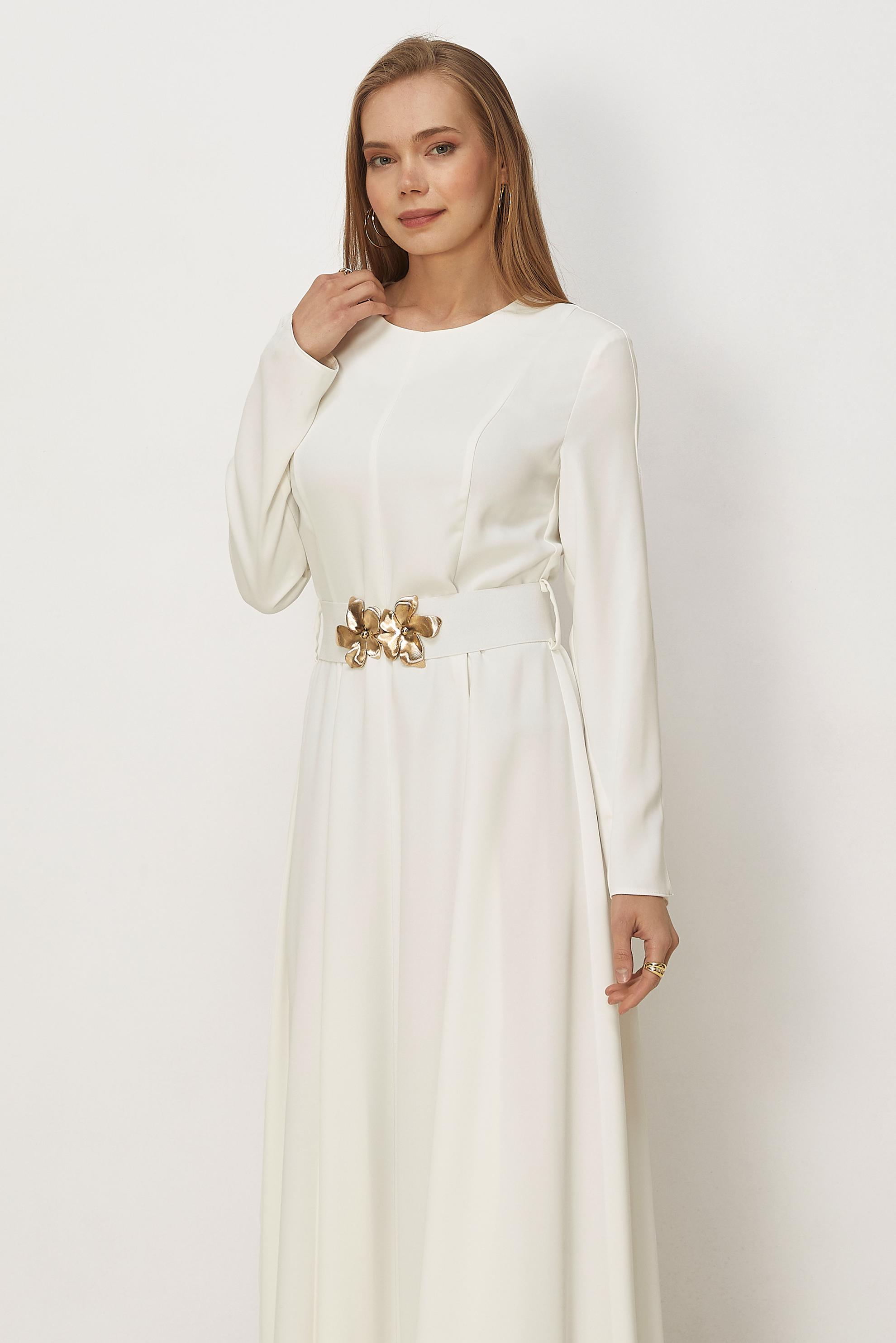 Hijab clothing WHITE BELTED DRESS 46564