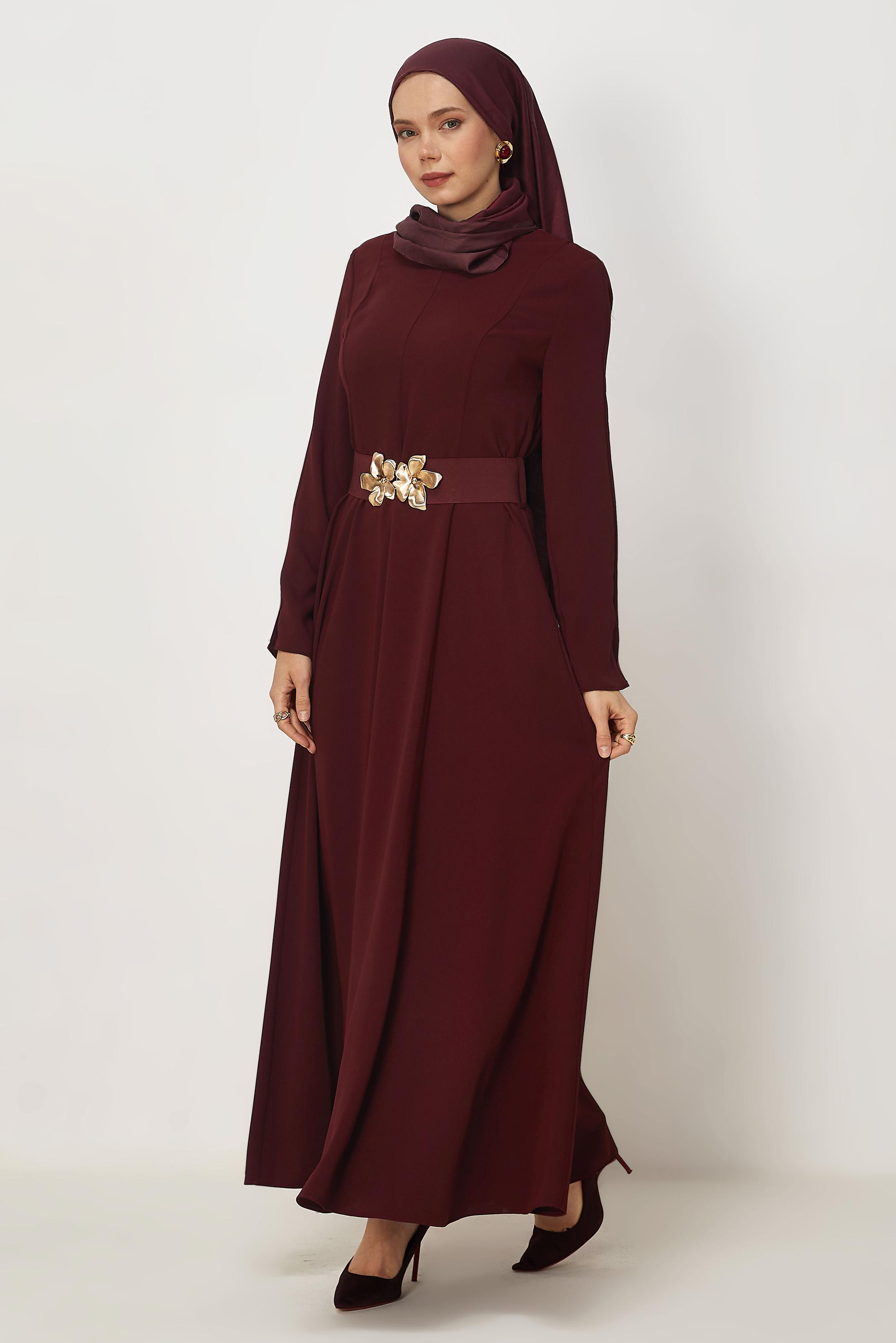 Hijab clothing BEIGE BELTED DRESS 46564