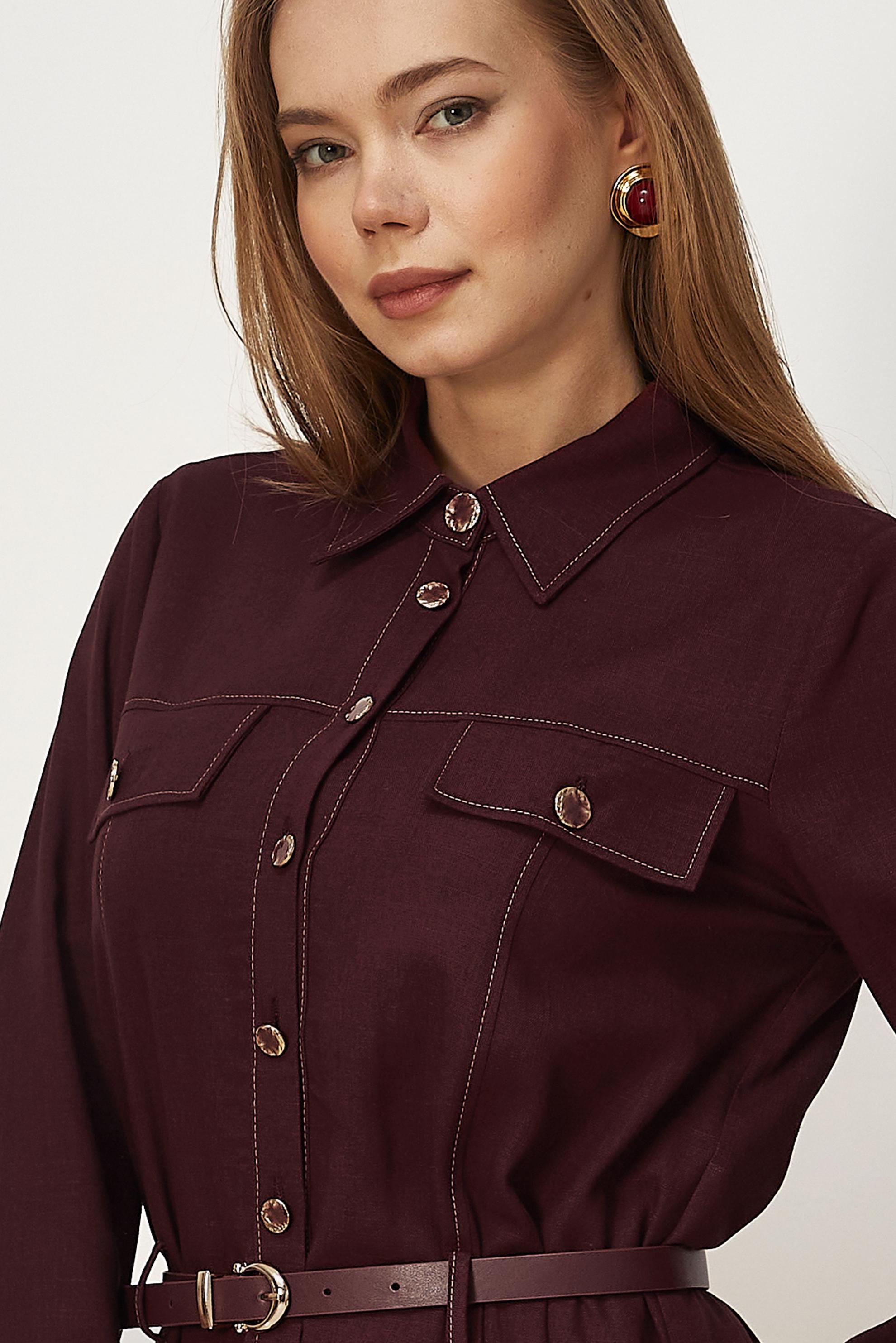 Vêtements hijab BEIGE TISSU EN LIN VISCON CEINTURÉ 46588