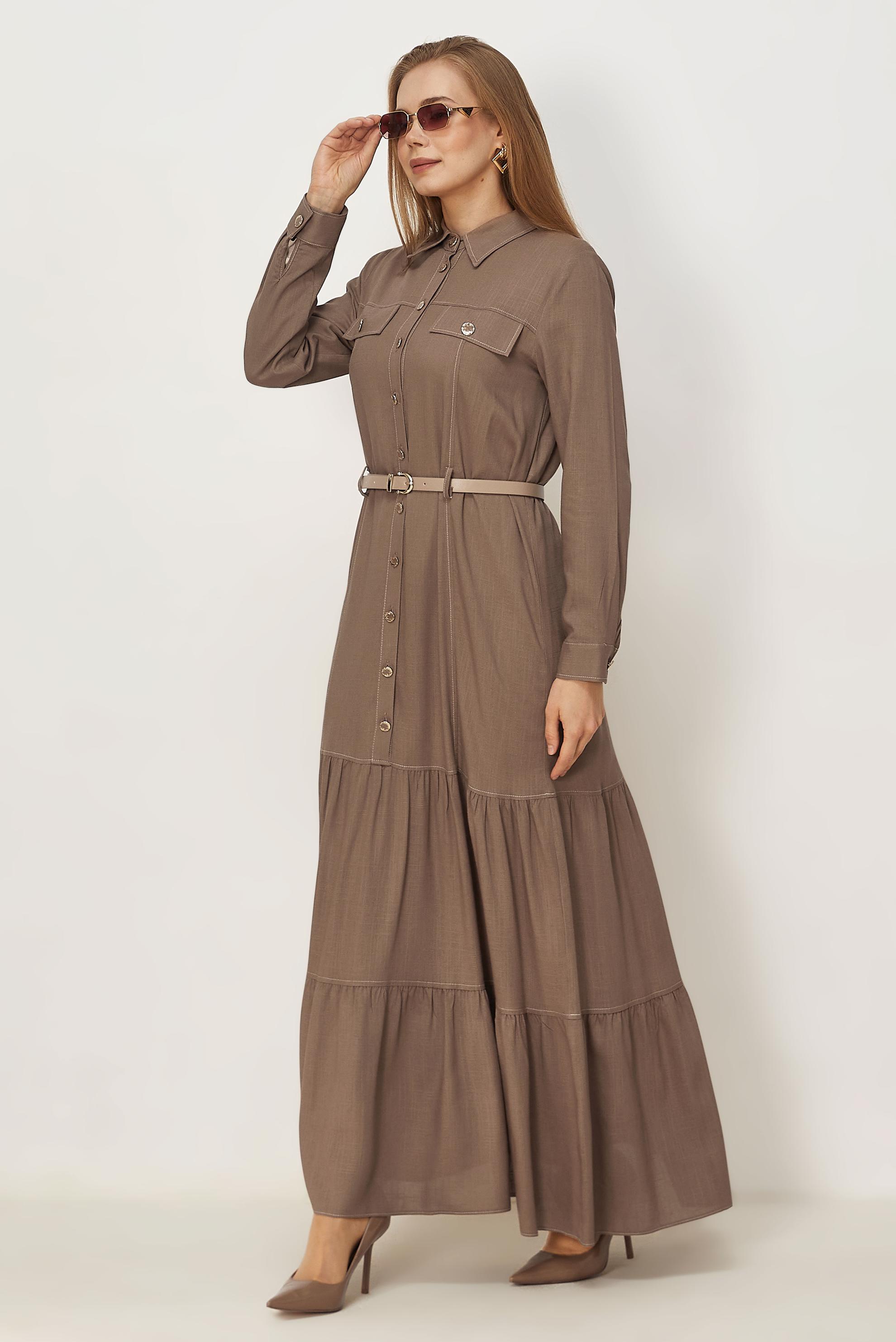 Hijab clothing MINK BELTED VISCON LINEN FABRIC 46588