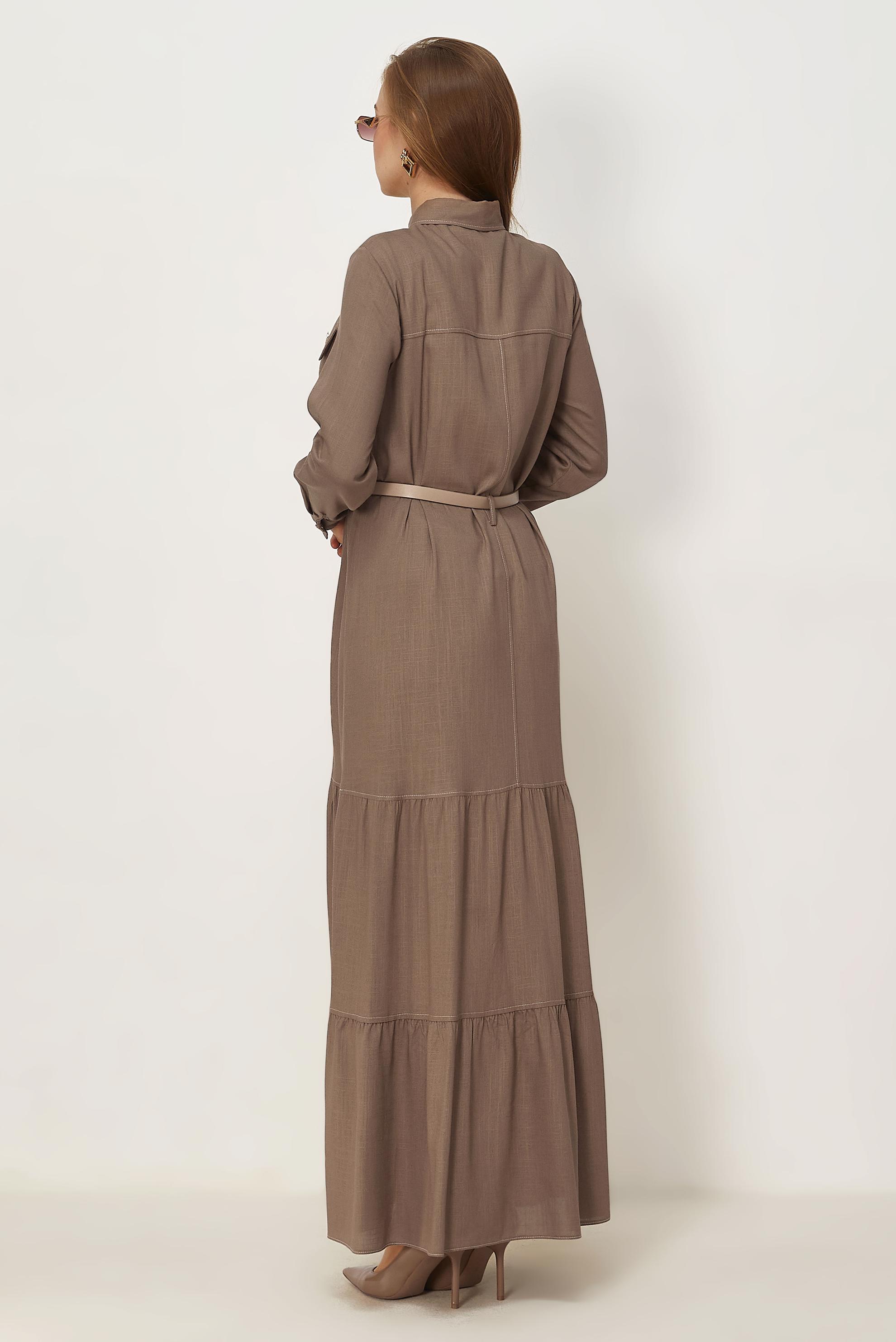 Hijab clothing MINK BELTED VISCON LINEN FABRIC 46588