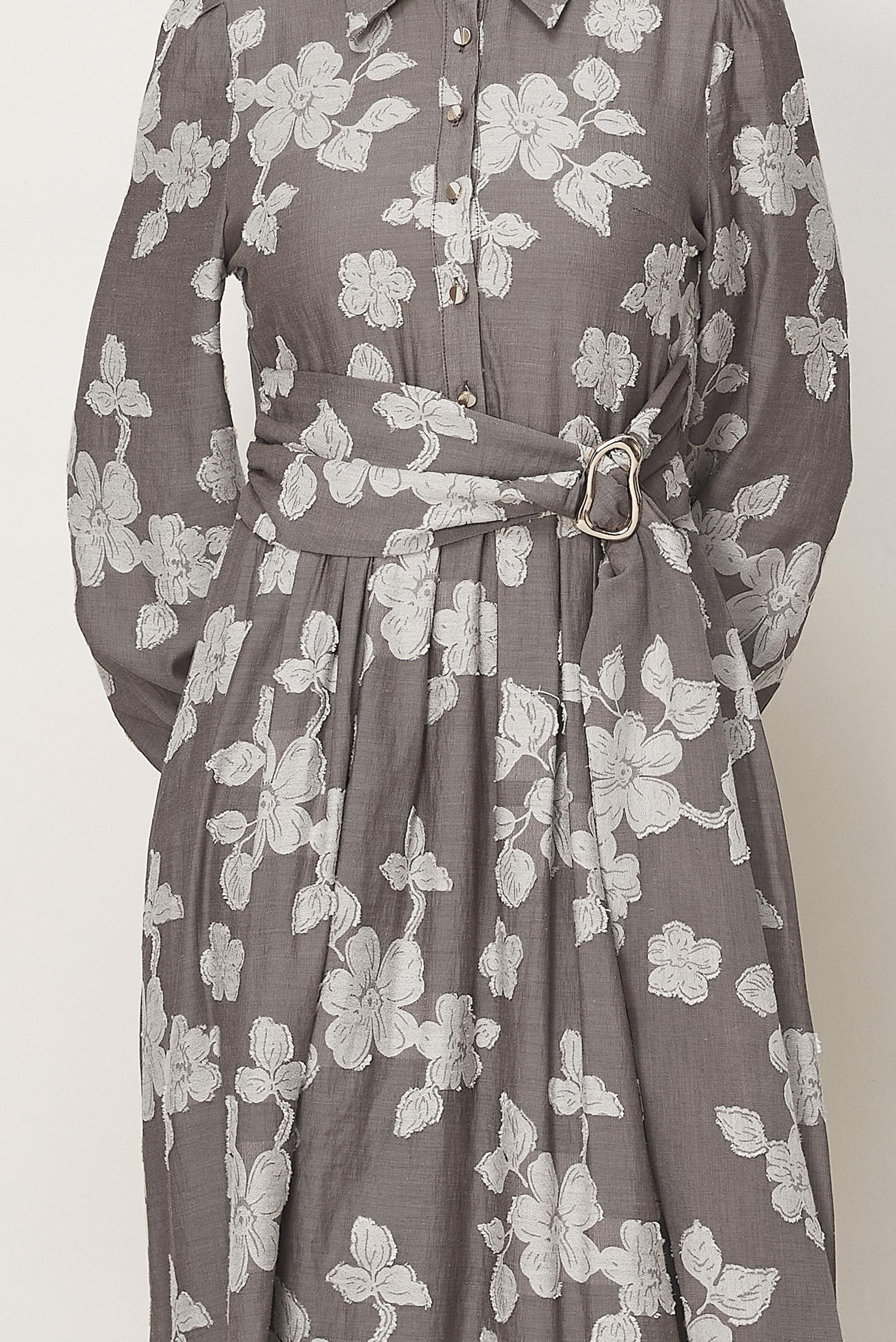 Hijab clothing MINK BELTED JACQUARD DRESS 46591