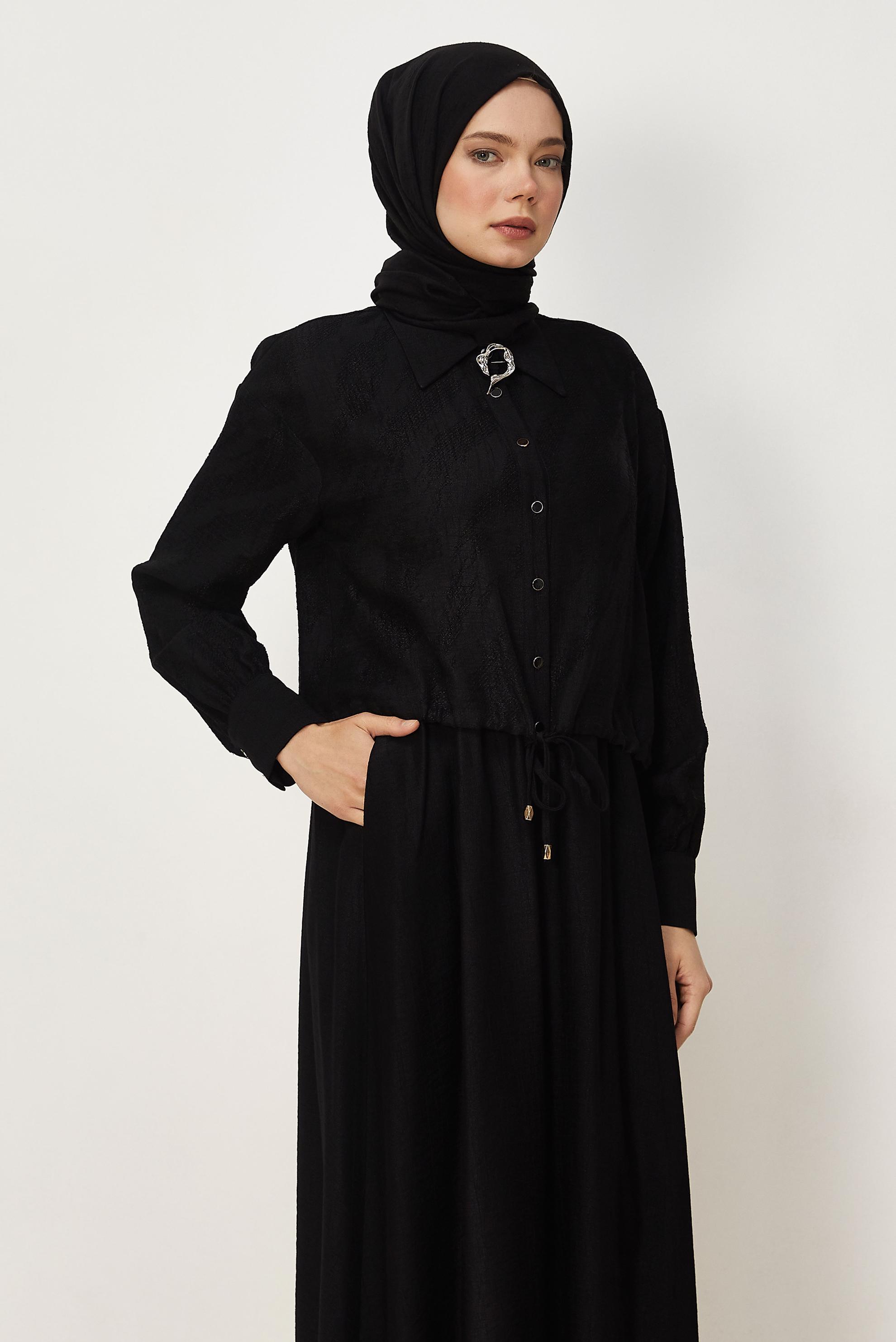 Hijab clothing BLACK SHIRT COLLAR DRESS SUIT 46595