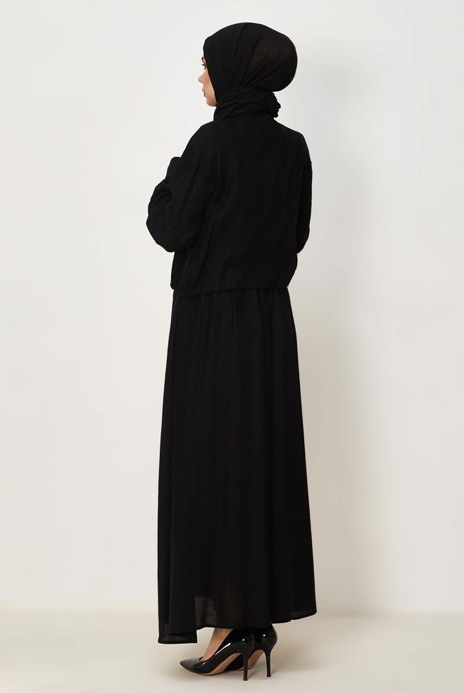 Hijab clothing BLACK SHIRT COLLAR DRESS SUIT 46595 - ALVİNA
