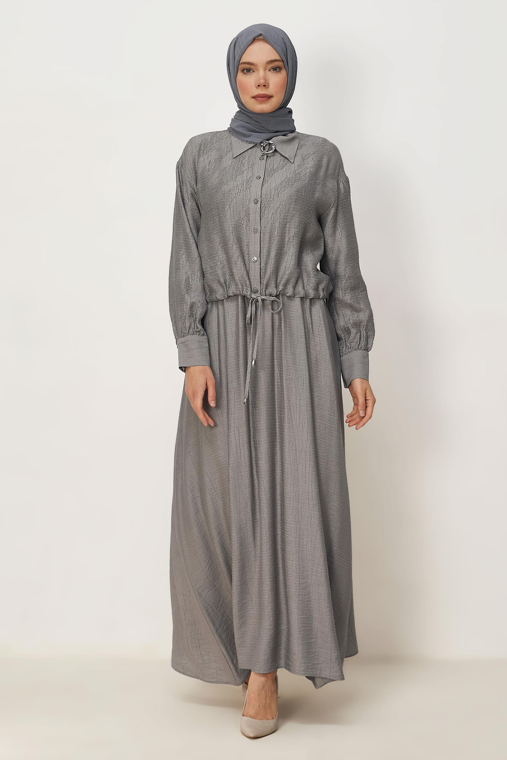 Hijab clothing GREY SHIRT COLLAR DRESS SUIT 46595
