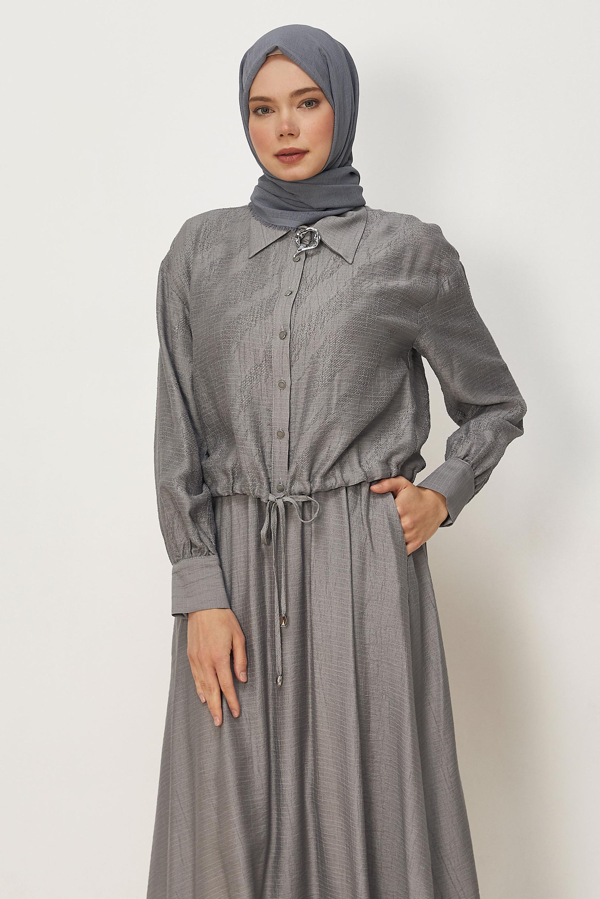 Hijab clothing GREY SHIRT COLLAR DRESS SUIT 46595