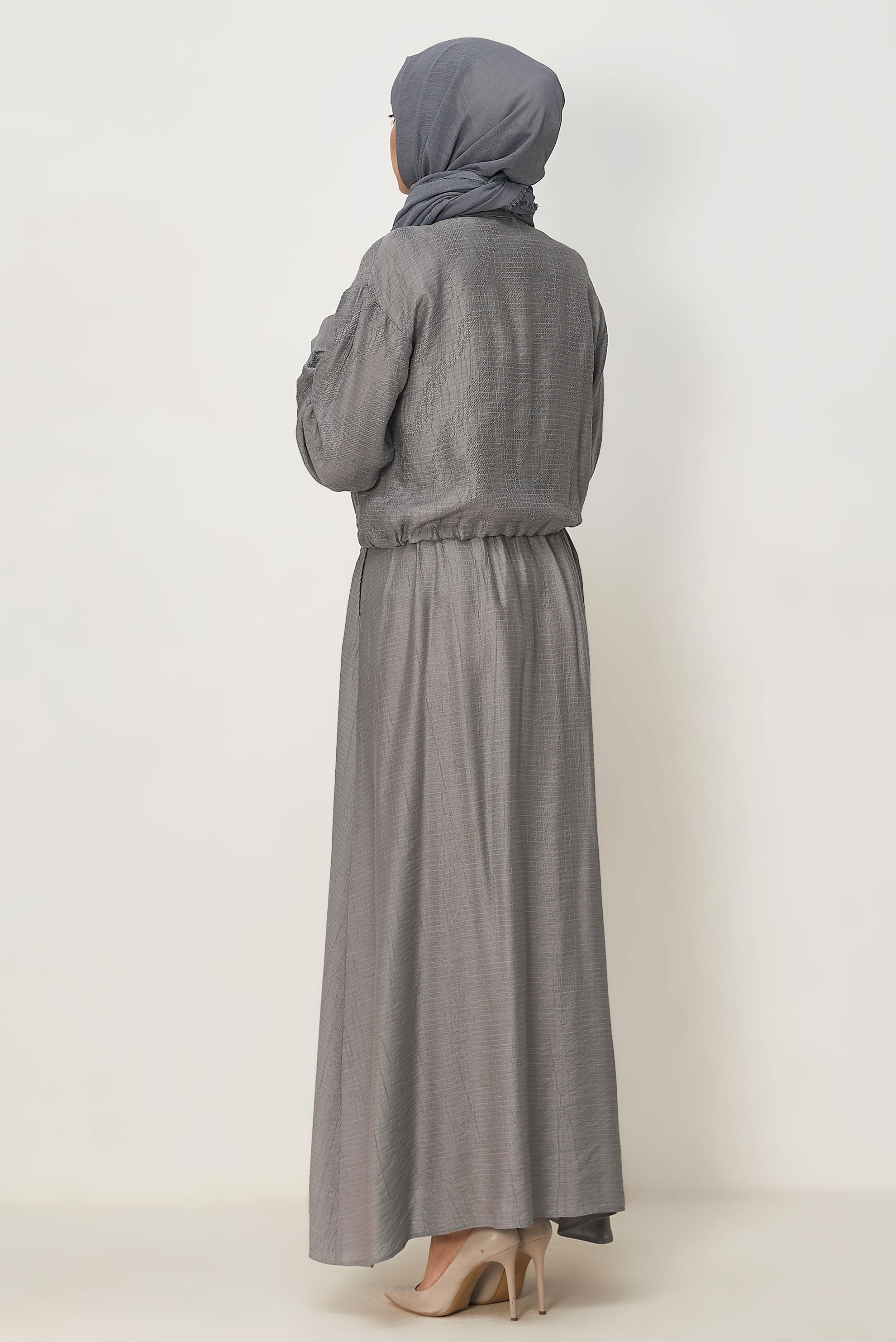 Hijab clothing GREY SHIRT COLLAR DRESS SUIT 46595