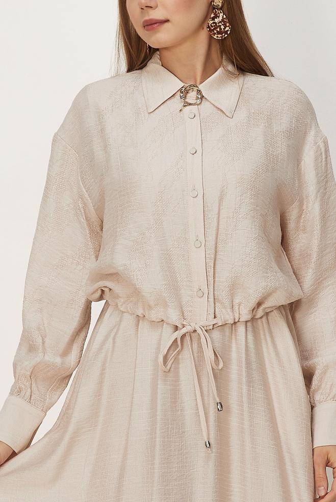 Hijab clothing BEIGE SHIRT COLLAR DRESS SUIT 46595 - ALVİNA