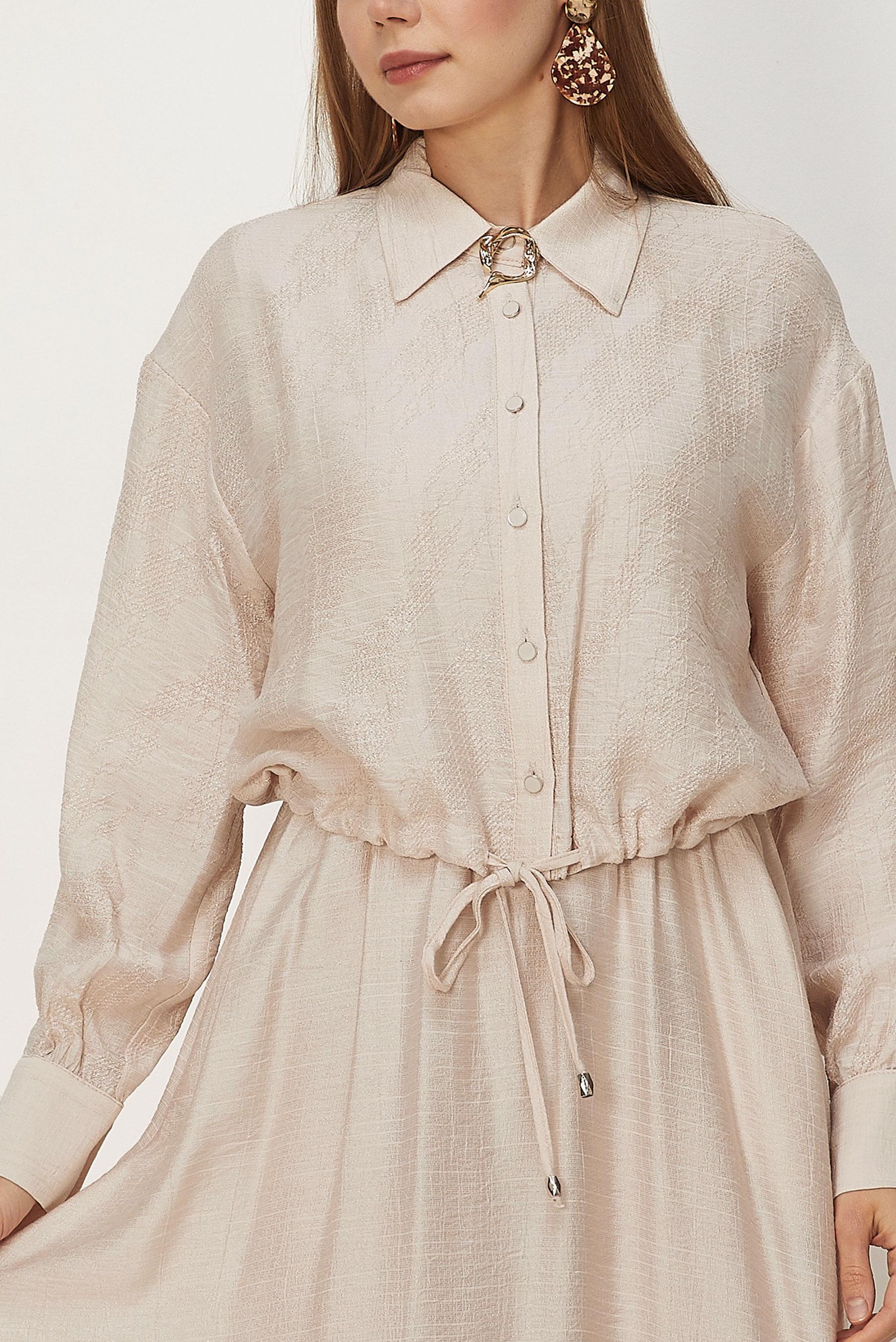 Hijab clothing BEIGE SHIRT COLLAR DRESS SUIT 46595