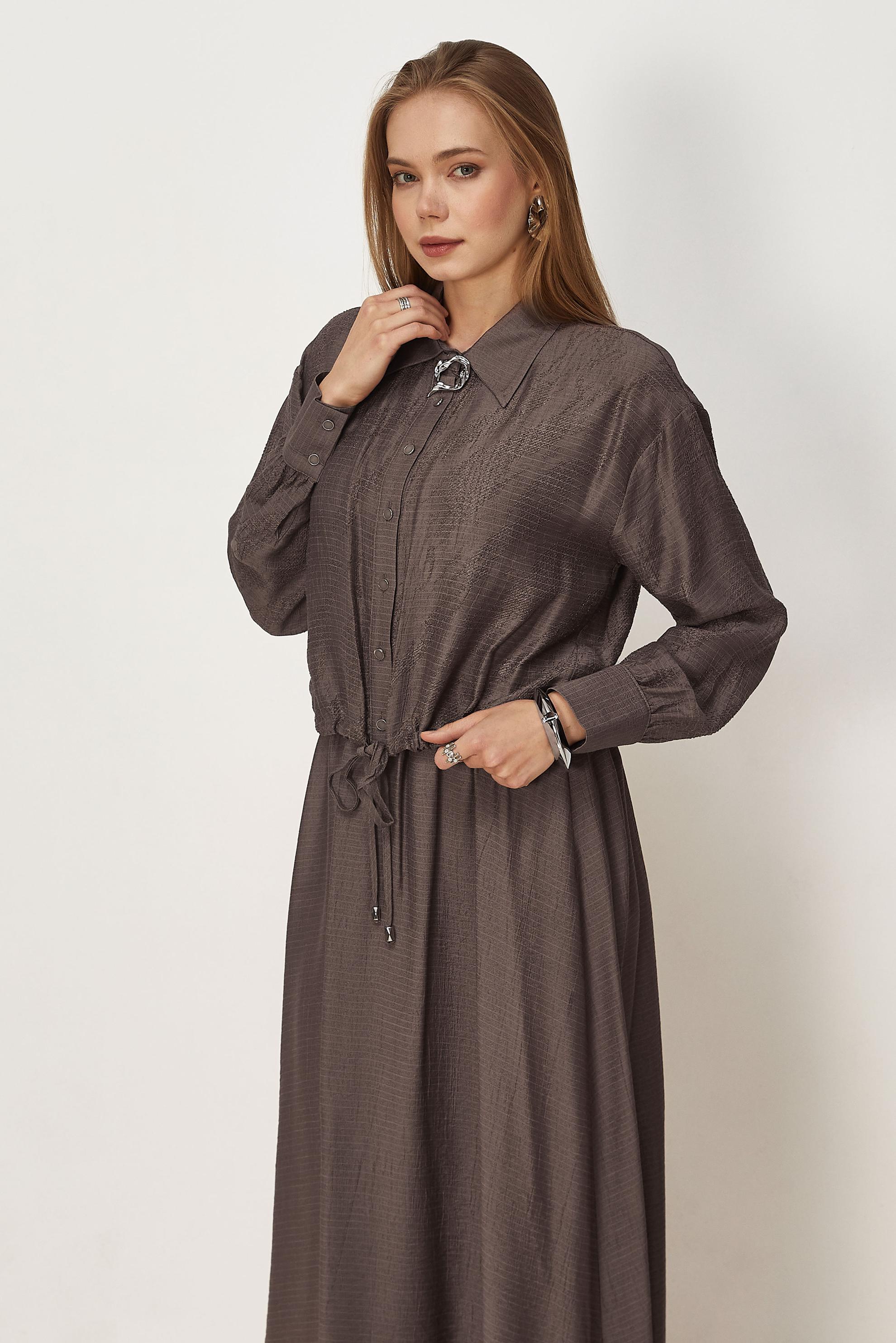 Hijab clothing BROWN SHIRT COLLAR DRESS SUIT 46595