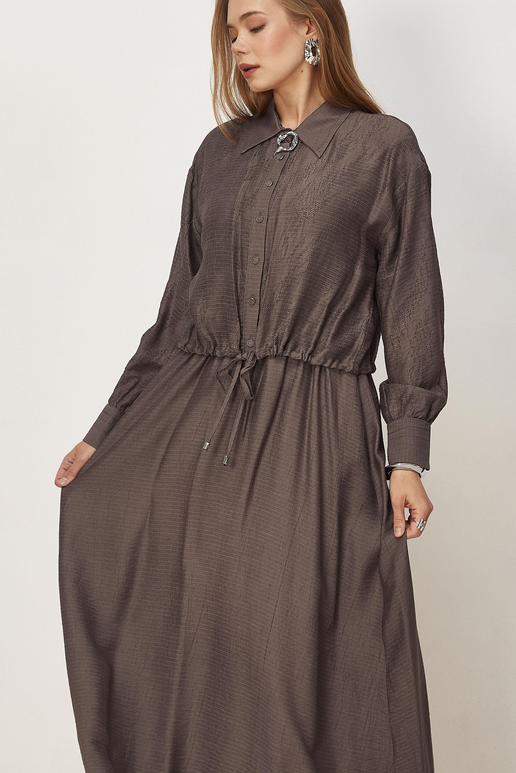 Hijab clothing BROWN SHIRT COLLAR DRESS SUIT 46595