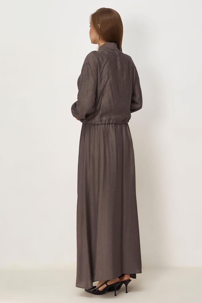 Hijab clothing BROWN SHIRT COLLAR DRESS SUIT 46595 - ALVİNA