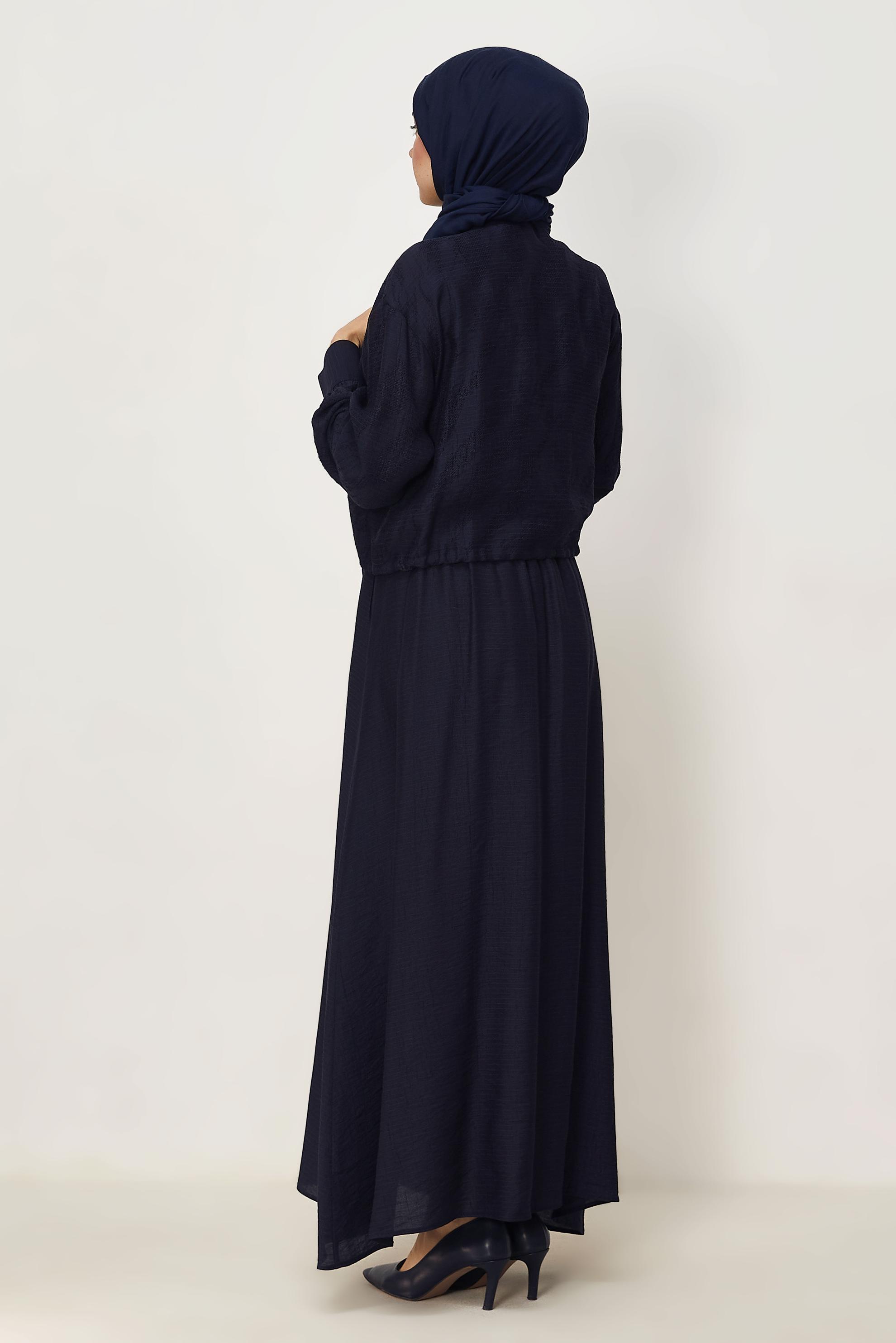 Hijab clothing NAVY BLUE SHIRT COLLAR DRESS SUIT 46595