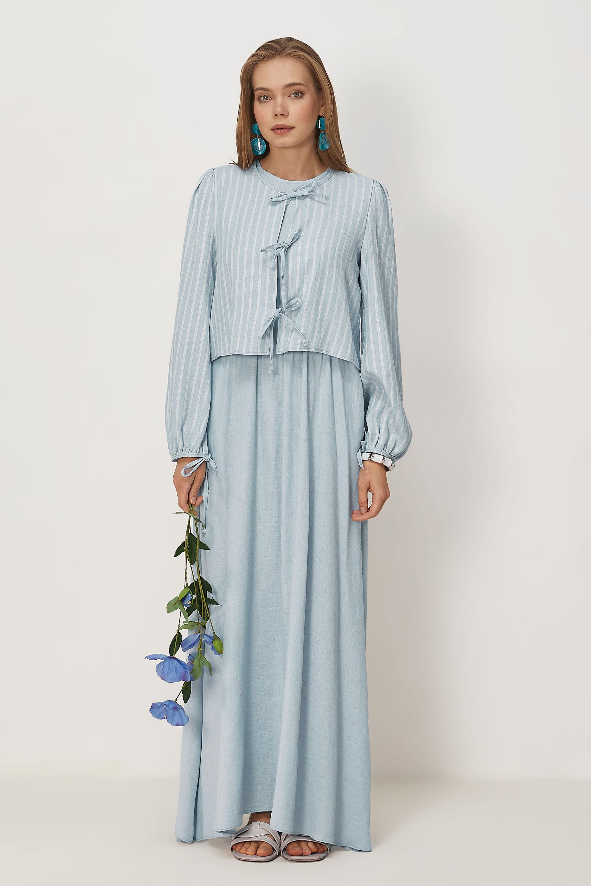 Vêtements hijab BLEU ENSEMBLE ROBE NOUÉE 46622