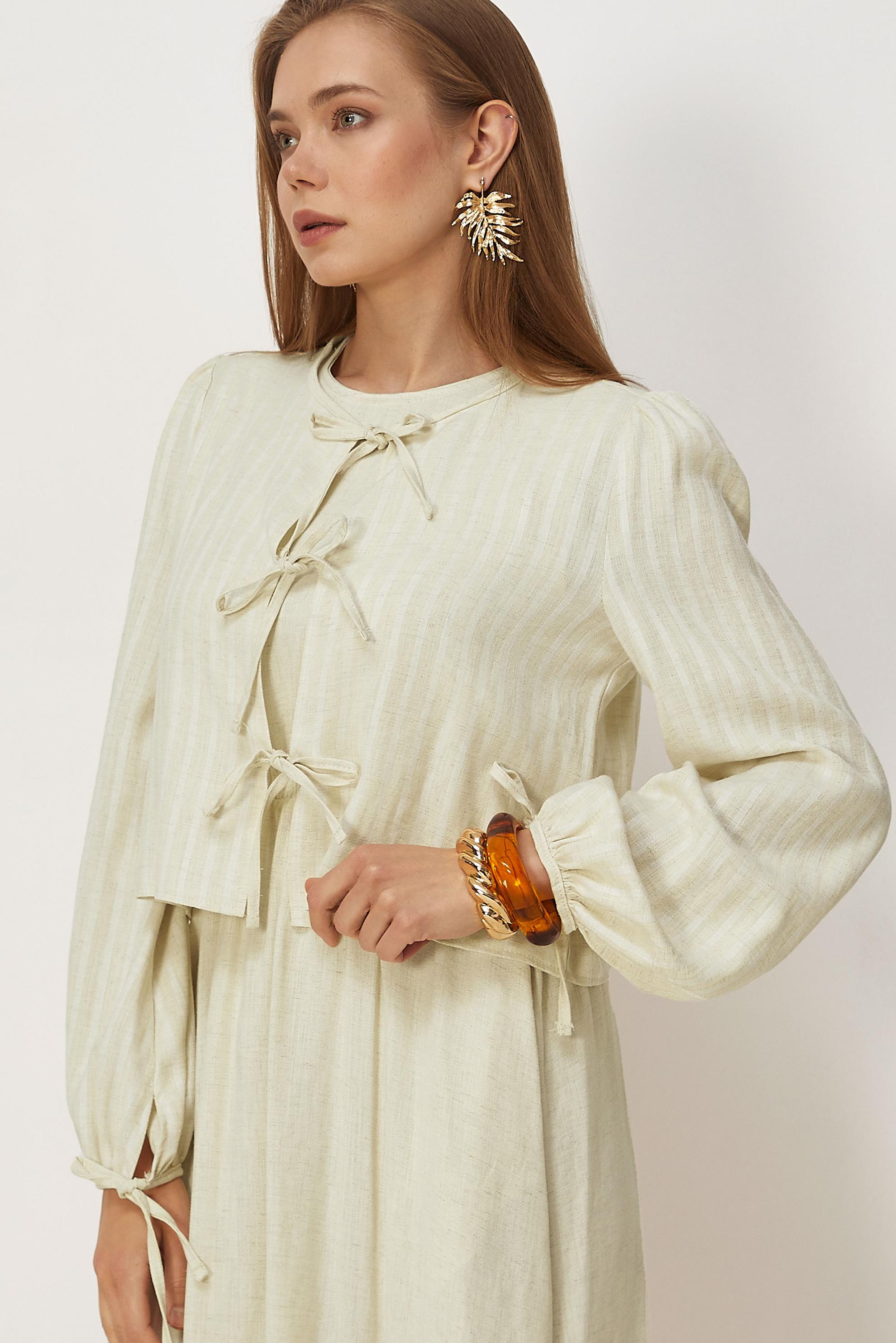 Hijab clothing BEIGE TIED DRESS SUIT 46622