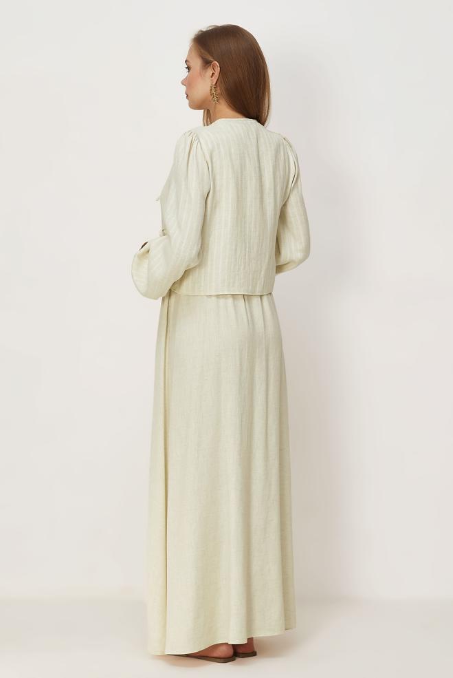 Hijab clothing BEIGE TIED DRESS SUIT 46622 - ALVİNA
