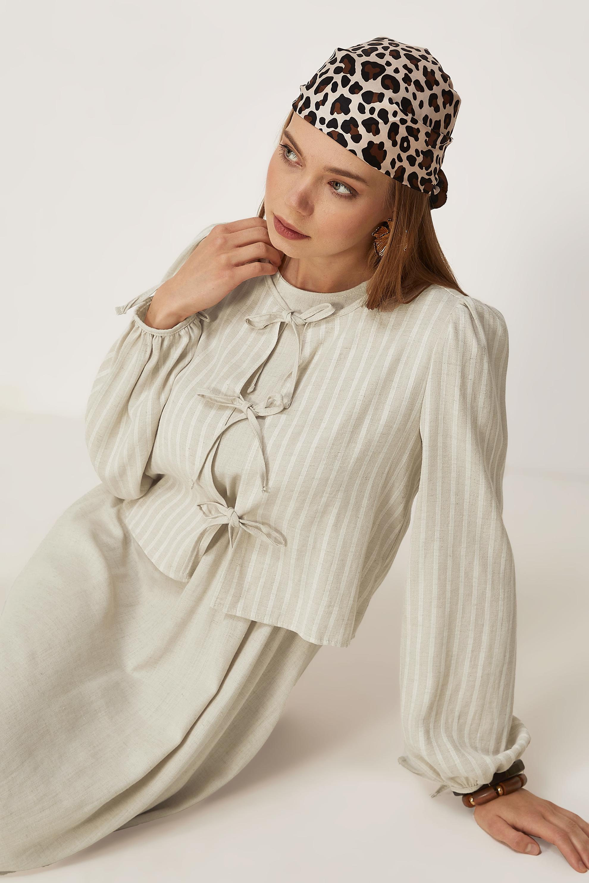 Vêtements hijab BEIGE ENSEMBLE ROBE NOUÉE 46622