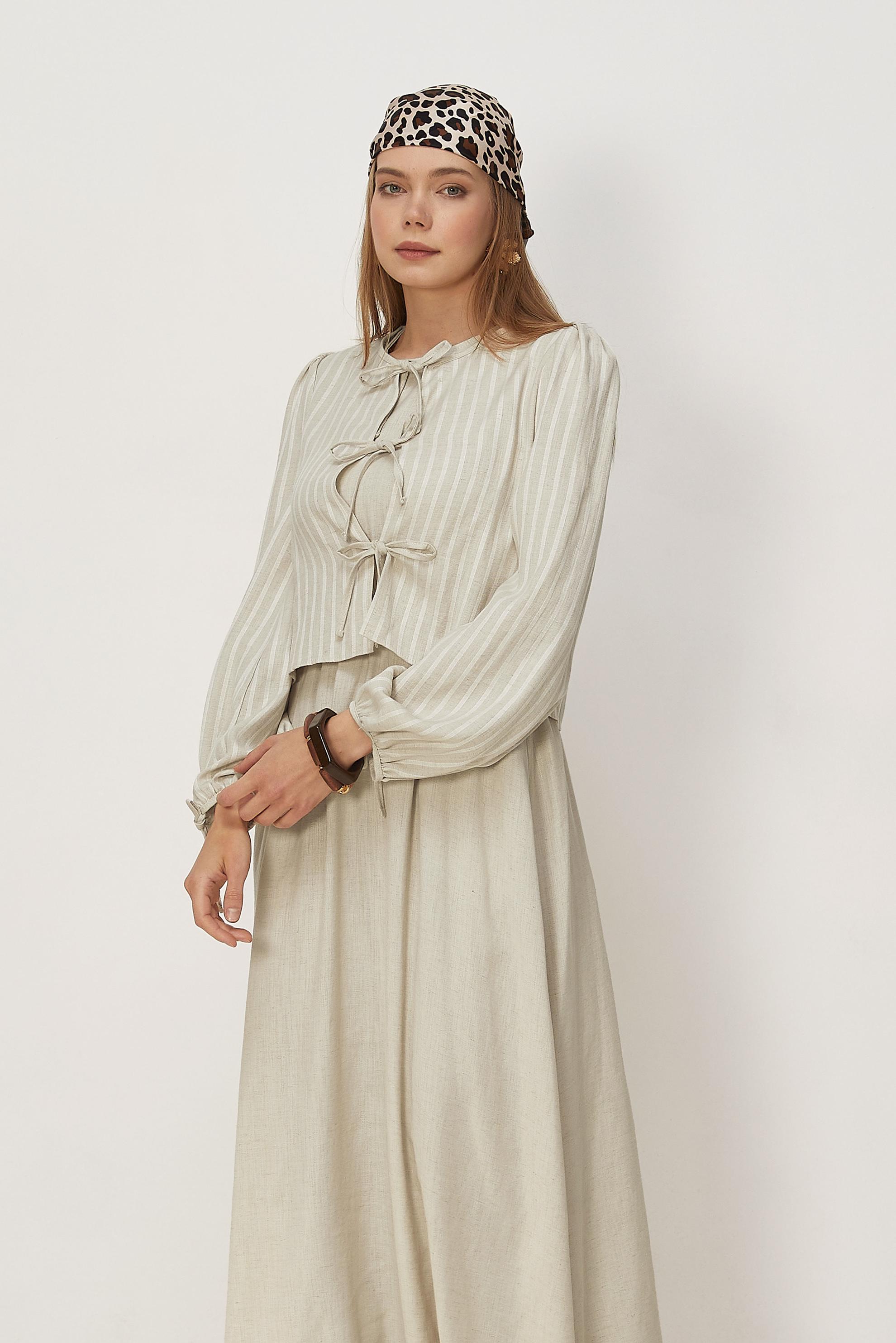 Vêtements hijab BEIGE ENSEMBLE ROBE NOUÉE 46622
