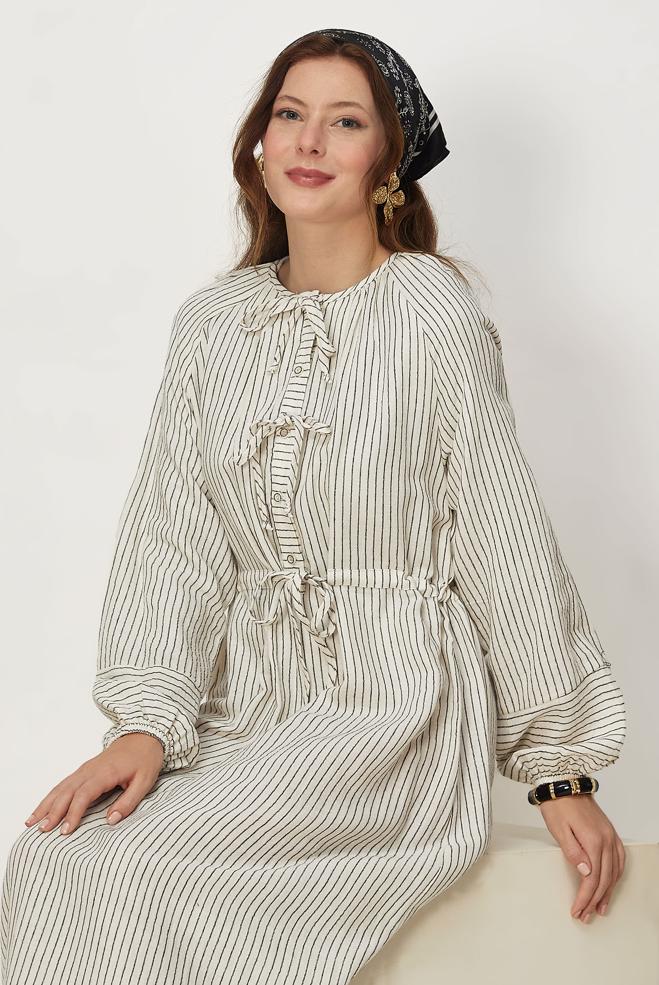 Tesettür giyim SİYAH 46666 MUSLIN 2344 ELBİSE 38-42 TEK40 - ALVİNA