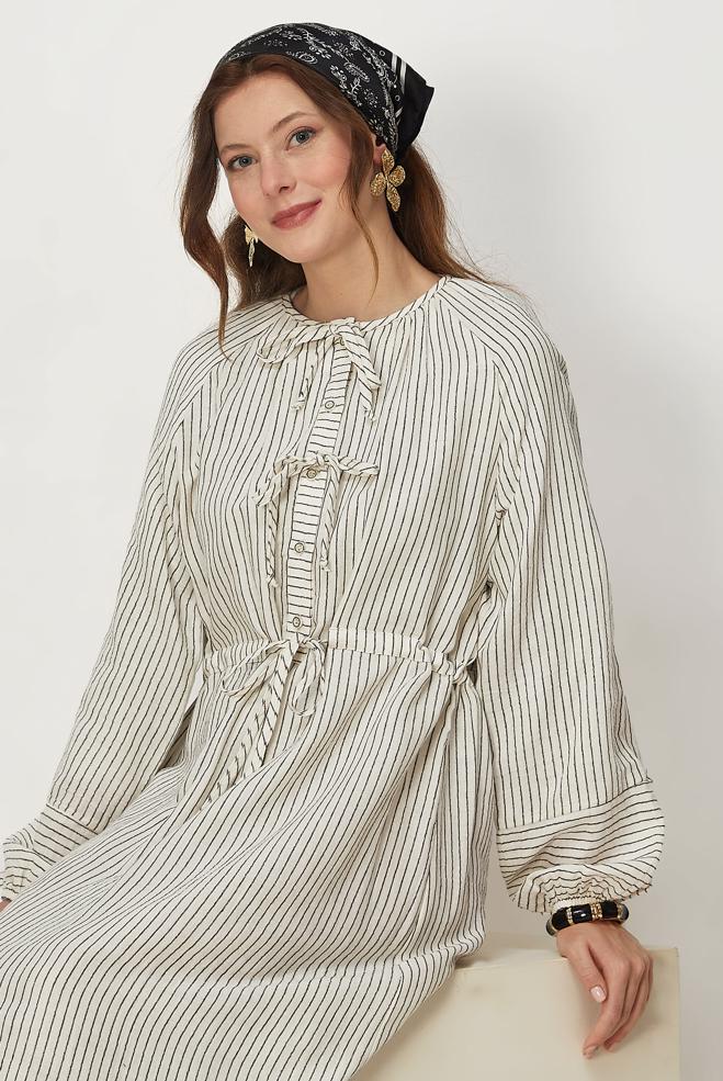 Tesettür giyim SİYAH 46666 MUSLIN 2344 ELBİSE 38-42 TEK40 - ALVİNA