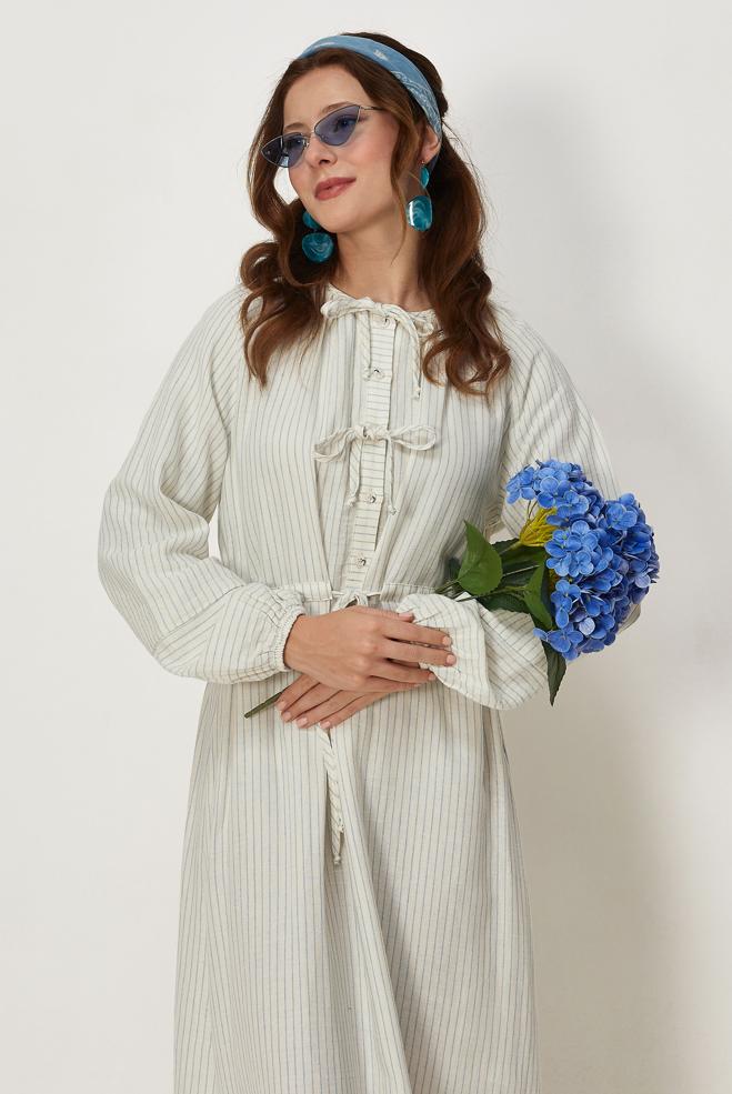 Tesettür giyim MAVİ 46666 MUSLIN 2344 ELBİSE 38-42 TEK40 - ALVİNA