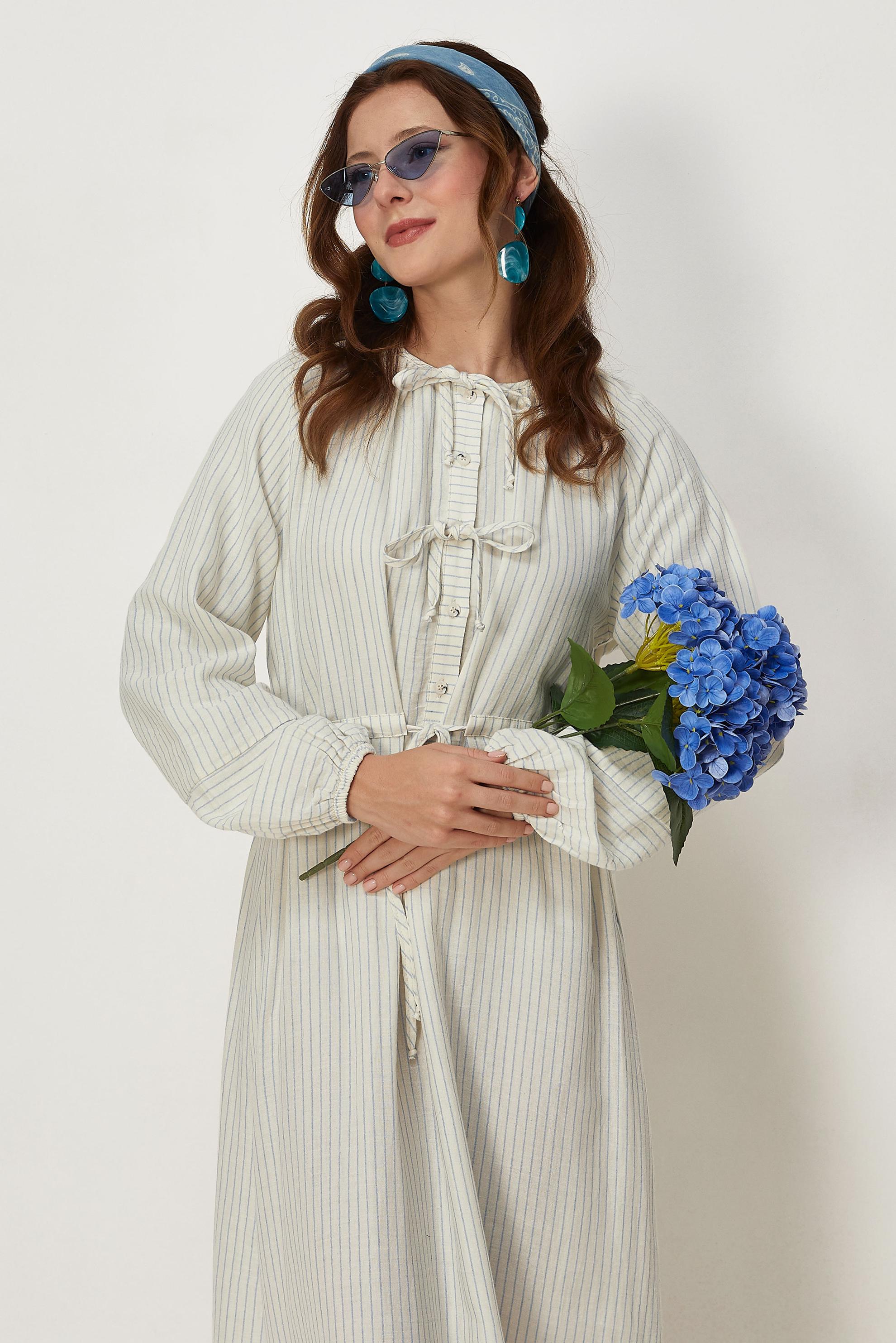 Tesettür giyim MAVİ 46666 MUSLIN 2344 ELBİSE 38-42 TEK40