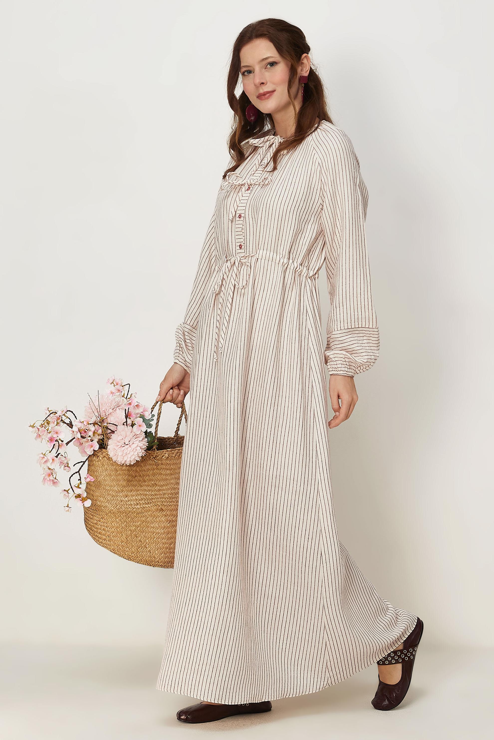 Tesettür giyim BEJ 46666 MUSLIN 2344 ELBİSE 38-42 TEK40