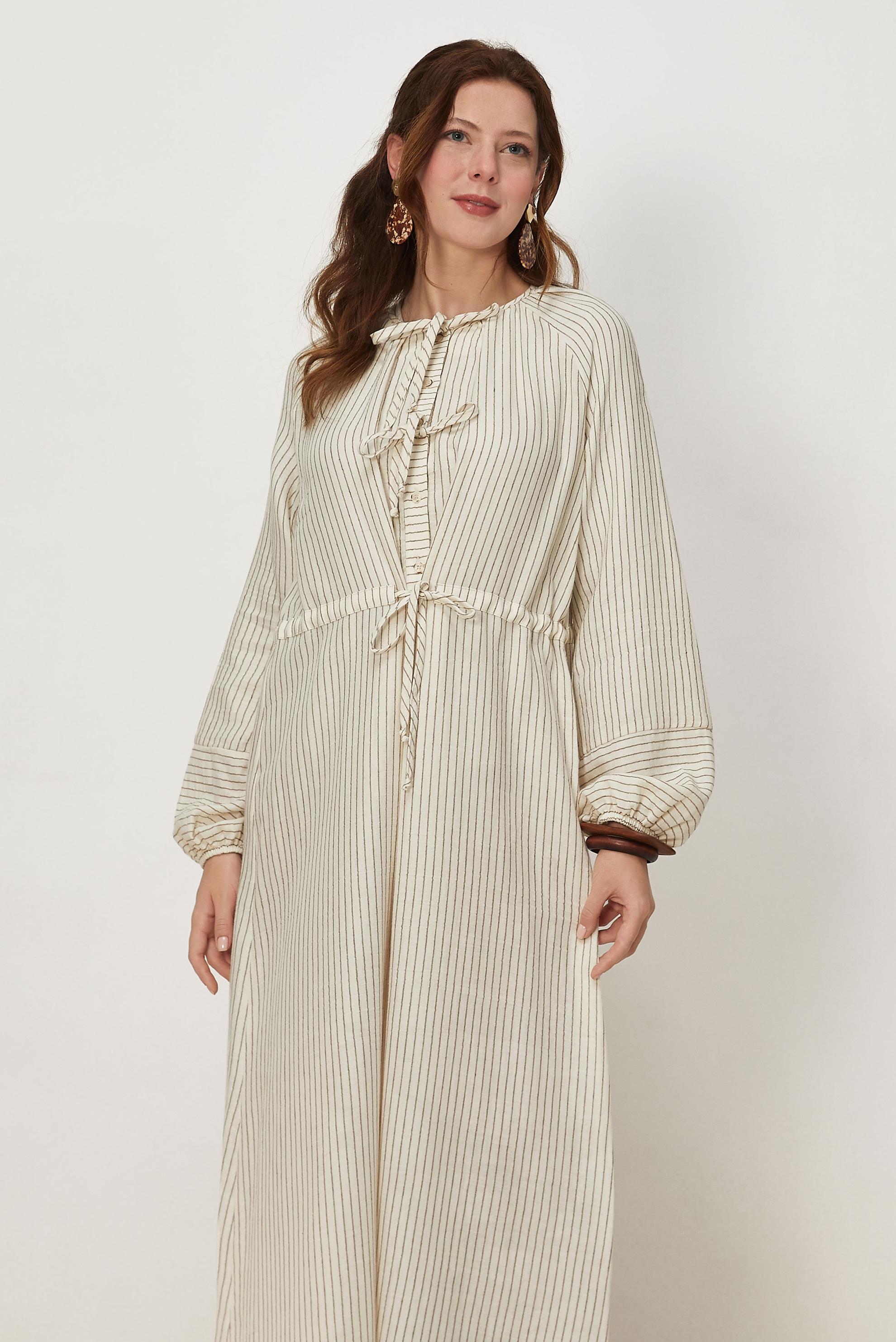 Tesettür giyim KAHVE 46666 MUSLIN 2344 ELBİSE 38-42 TEK40