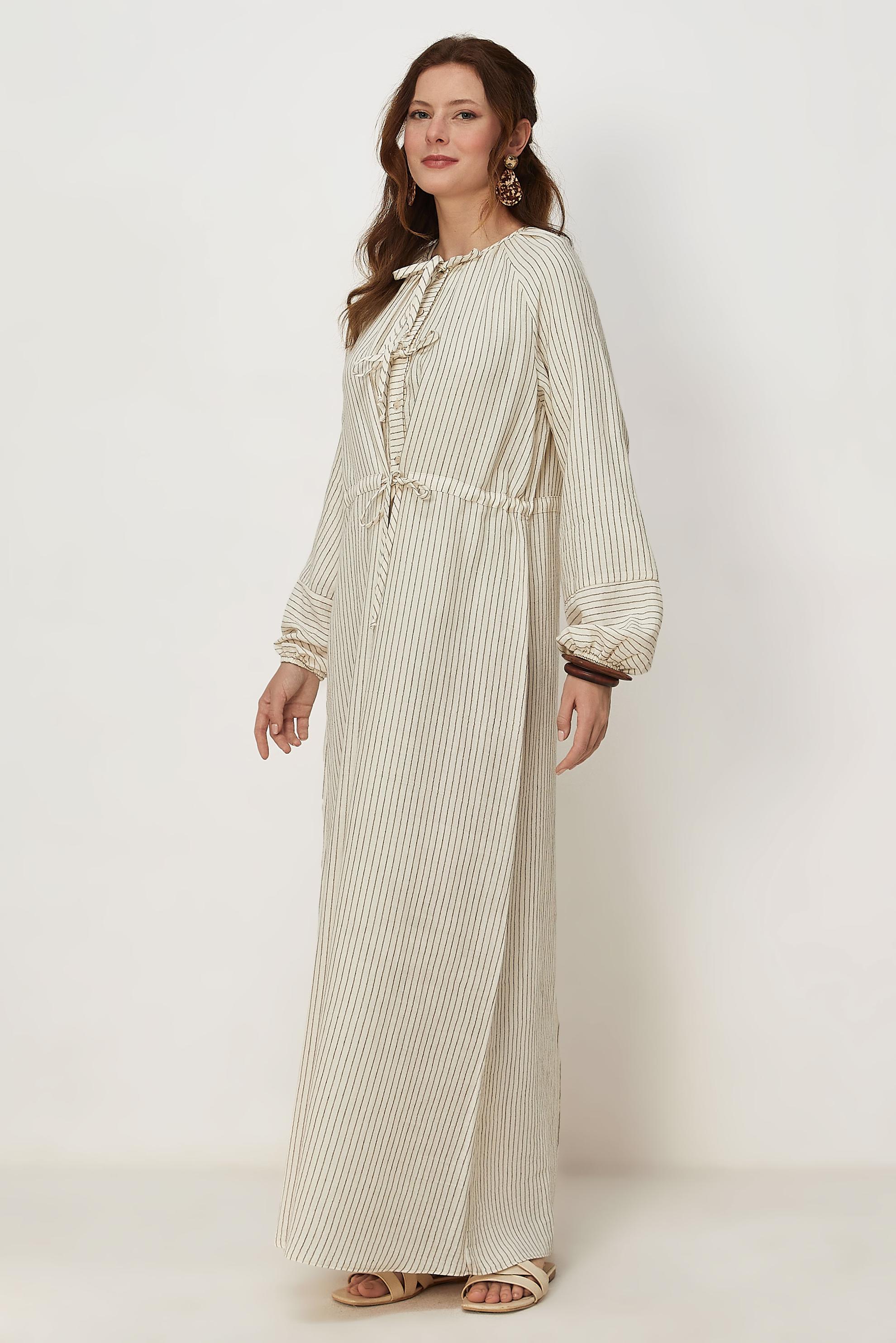 Tesettür giyim KAHVE 46666 MUSLIN 2344 ELBİSE 38-42 TEK40