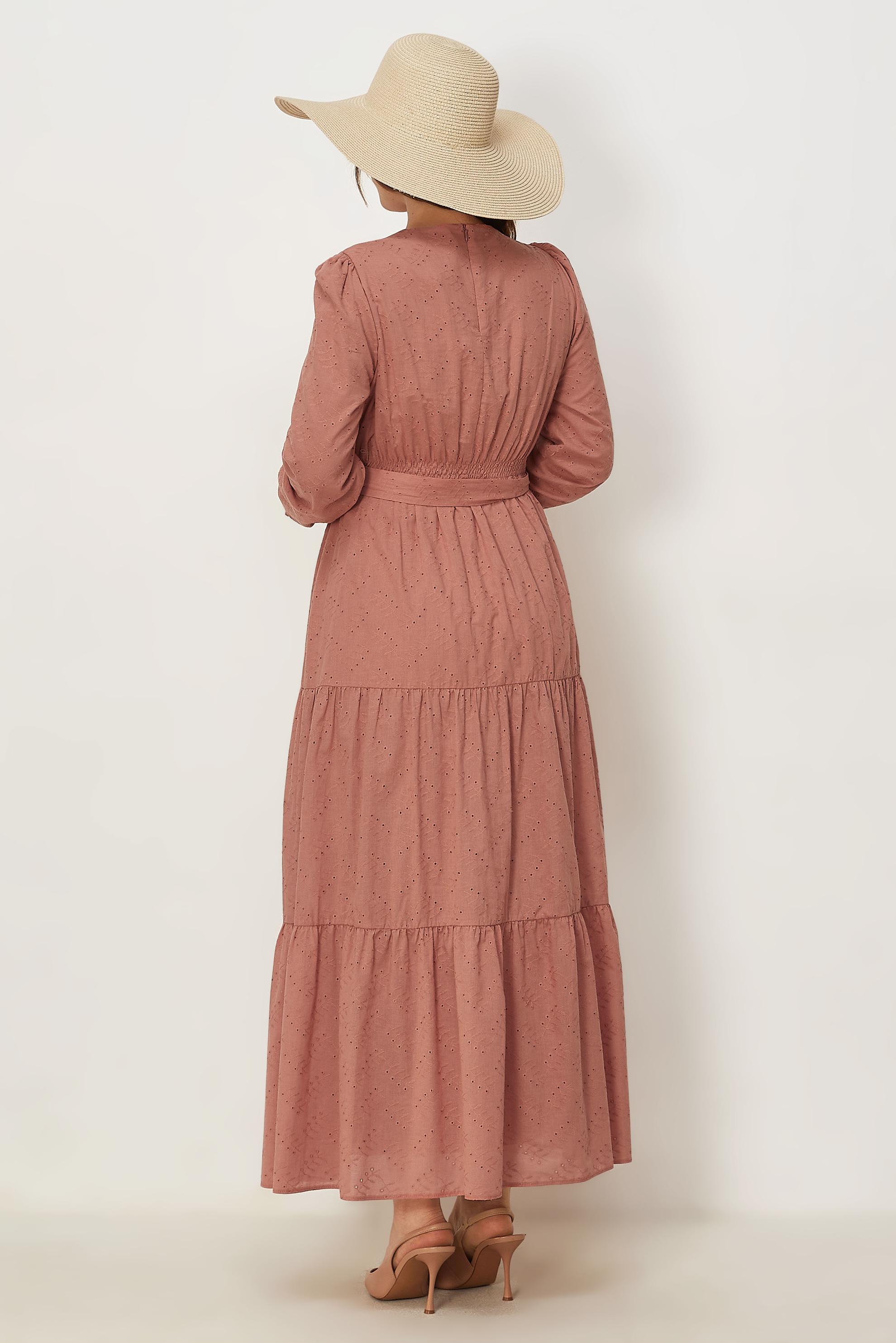 Tesettür giyim PEMBE 46685 BRODE 1012 ELBİSE 38-44 TEK42 ÇİFT40