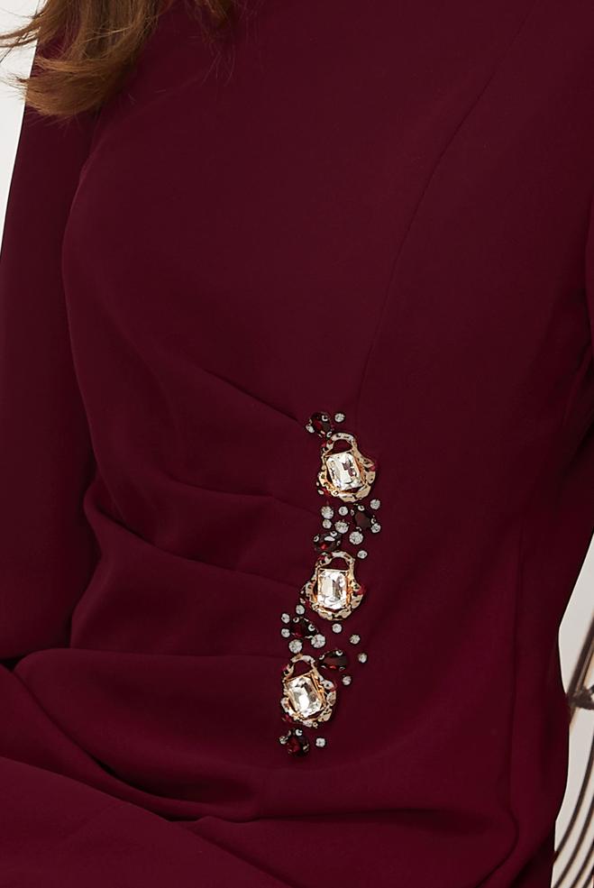 Tesettür giyim BEJ TAŞ DETAYLI ELBİSE 46723 - ALVİNA