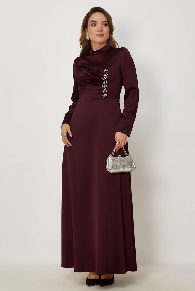 Tesettür giyim MÜRDÜM 46803 MELIN SATEN ELBİSE 38-46 TEK42 - ALVİNA