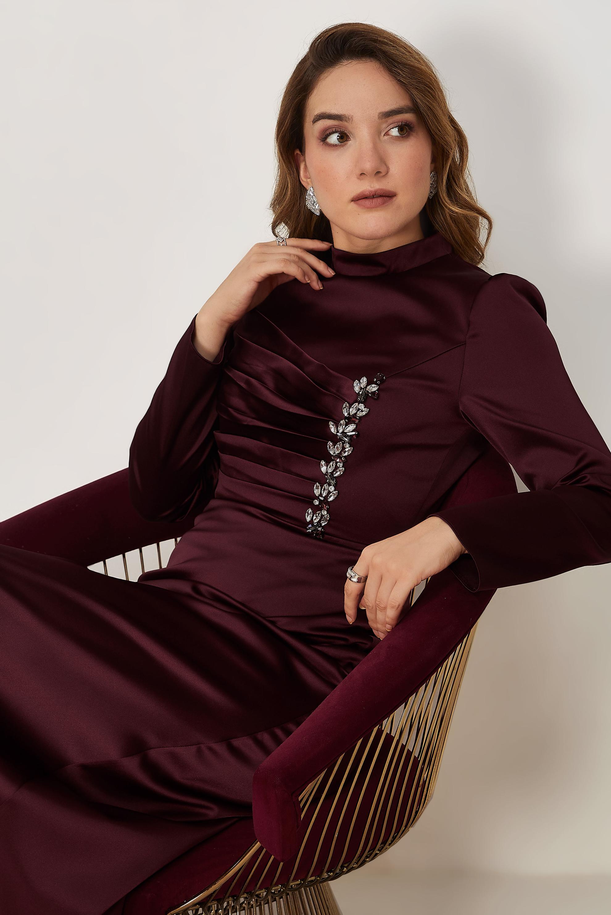 Tesettür giyim MÜRDÜM 46803 MELIN SATEN ELBİSE 38-46 TEK42