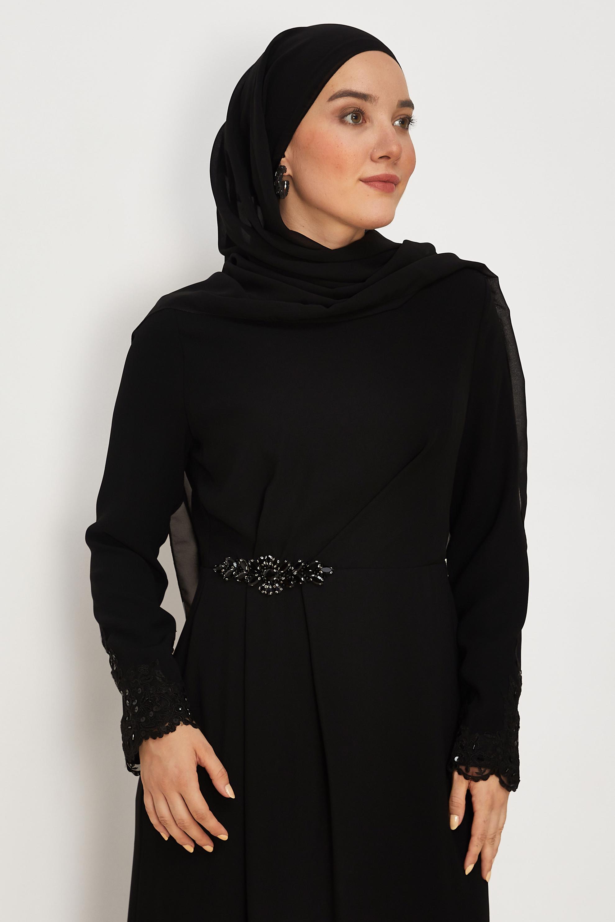 Tesettür giyim SİYAH 46879 NEW SUZANNA ELBİSE 40-46 TEK 38