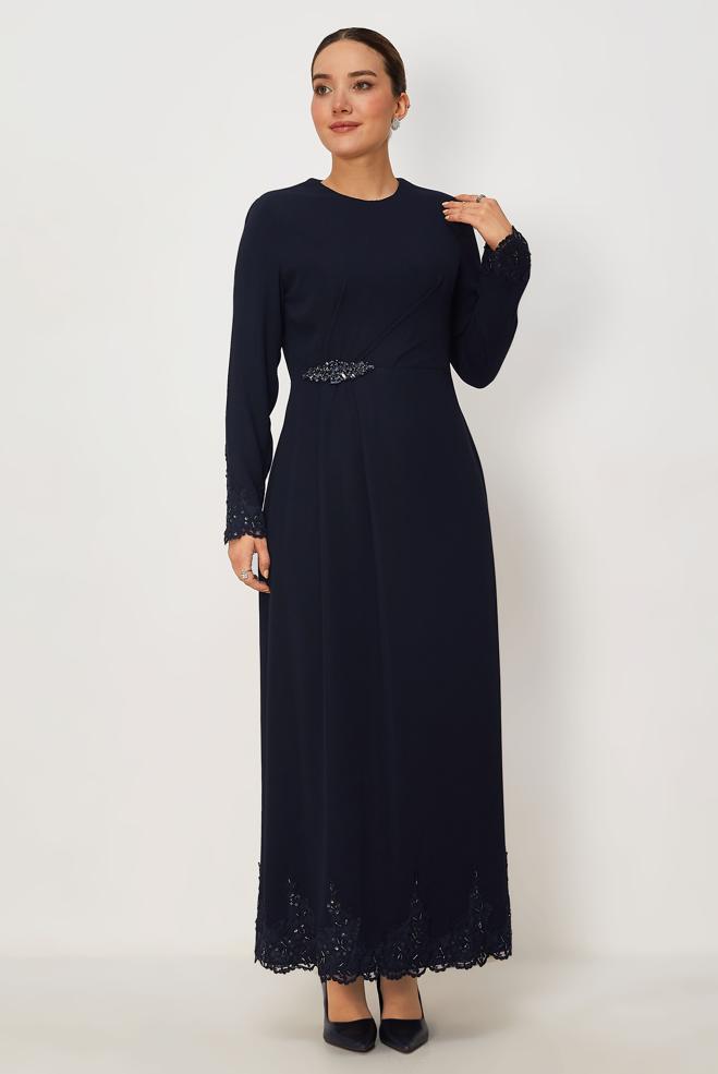 Tesettür giyim LACİVERT 46879 NEW SUZANNA ELBİSE 40-46 TEK 38 - ALVİNA