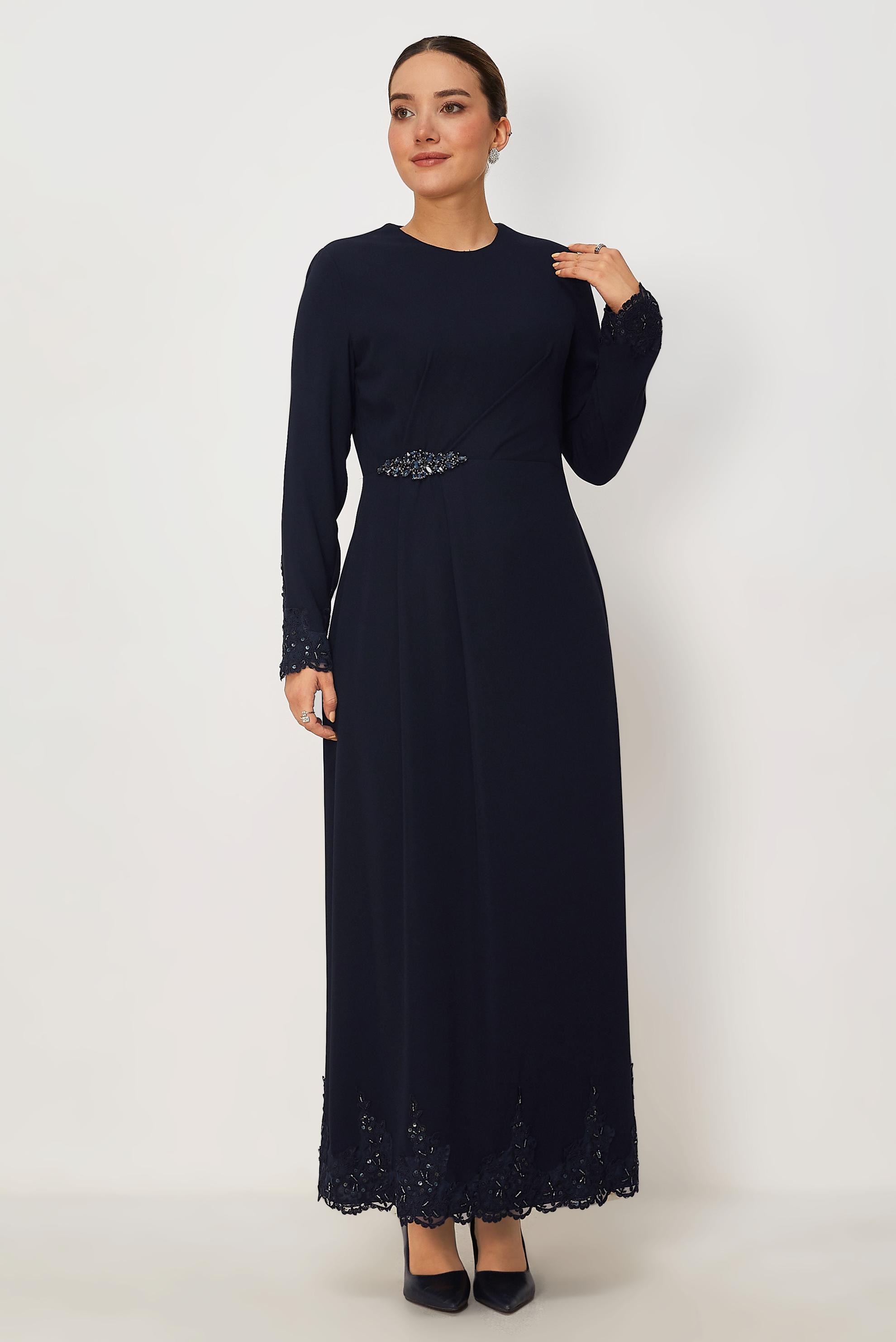 Tesettür giyim LACİVERT 46879 NEW SUZANNA ELBİSE 40-46 TEK 38