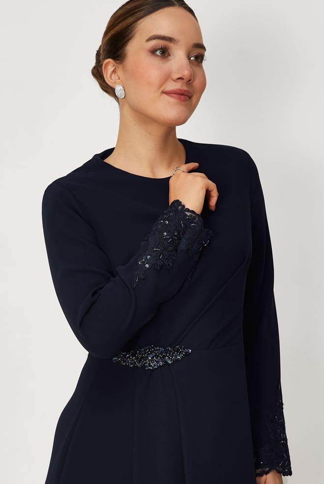 Tesettür giyim LACİVERT 46879 NEW SUZANNA ELBİSE 40-46 TEK 38 - ALVİNA