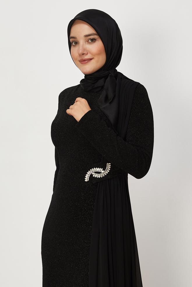 Hijab clothing BLACK ALVINA SHIMMER SCARF 8658 - ALVİNA