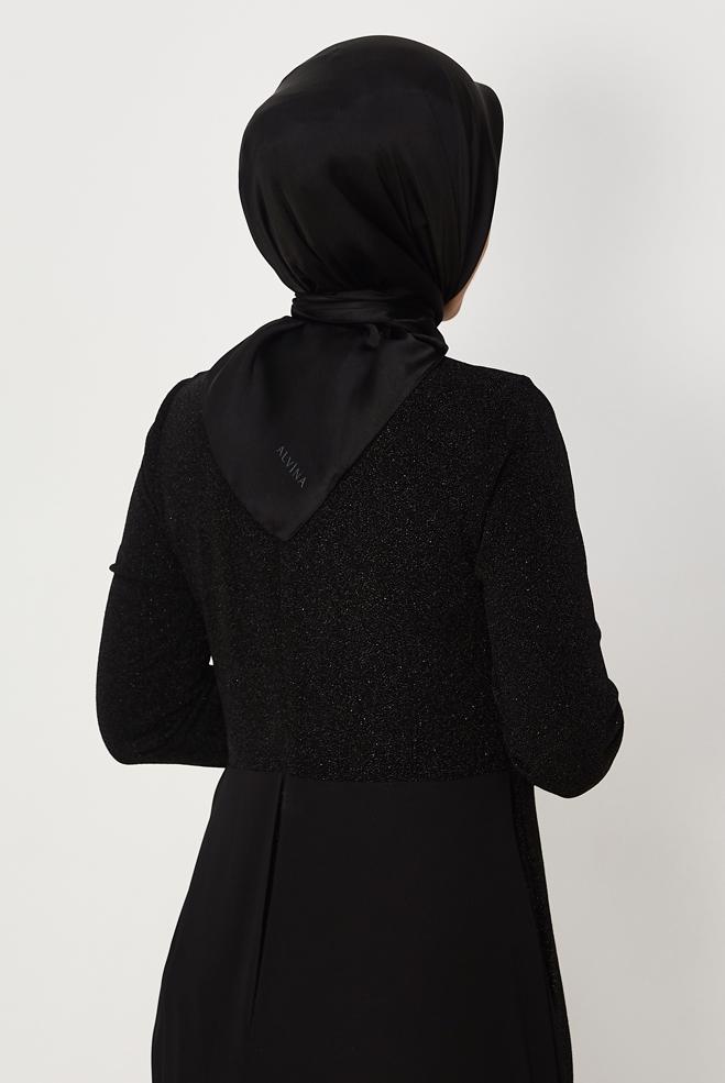 Hijab clothing BLACK ALVINA SHIMMER SCARF 8658 - ALVİNA