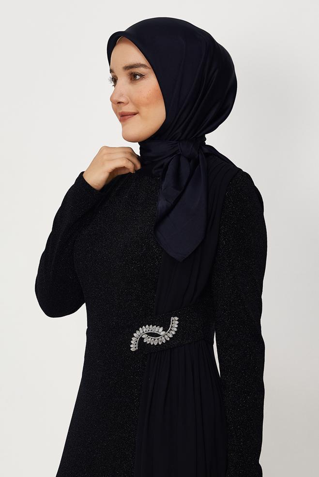 Hijab clothing NAVY BLUE ALVINA SHIMMER SCARF 8658 - ALVİNA