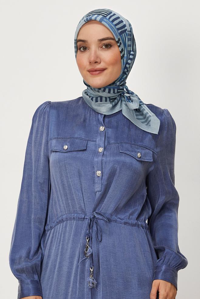 Hijab clothing BLUE ALVINA PATTERNED ALLURE SCARF 8663 - ALVİNA