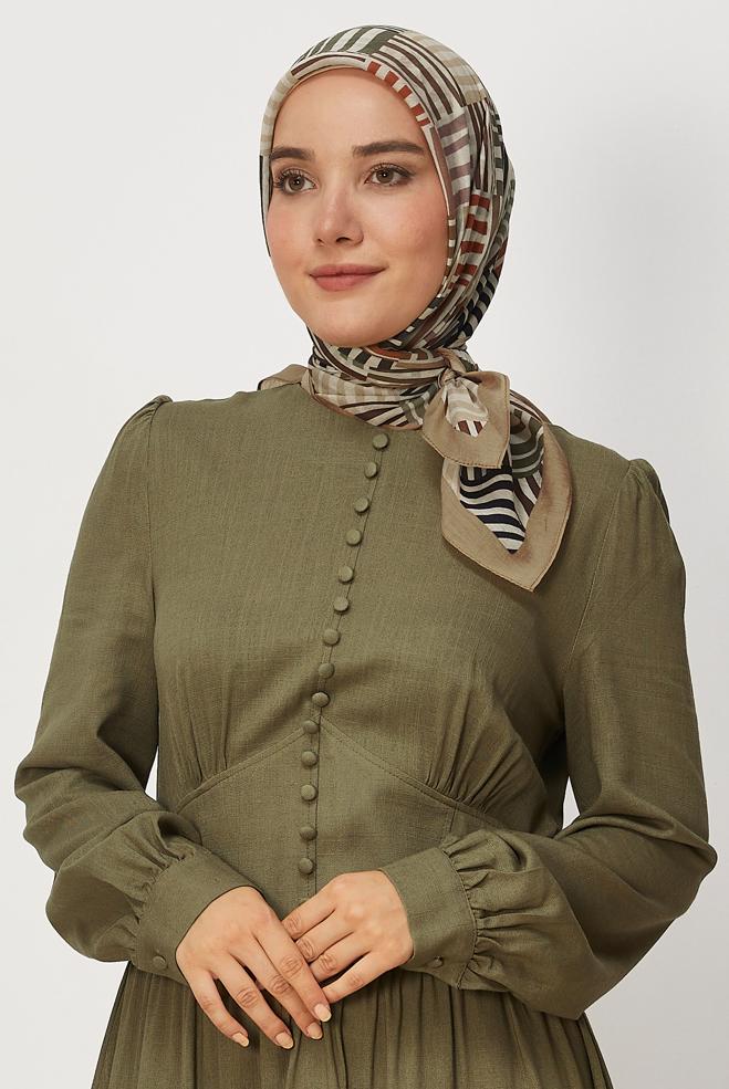 Hijab clothing BROWN ALVINA PATTERNED ALLURE SCARF 8663 - ALVİNA