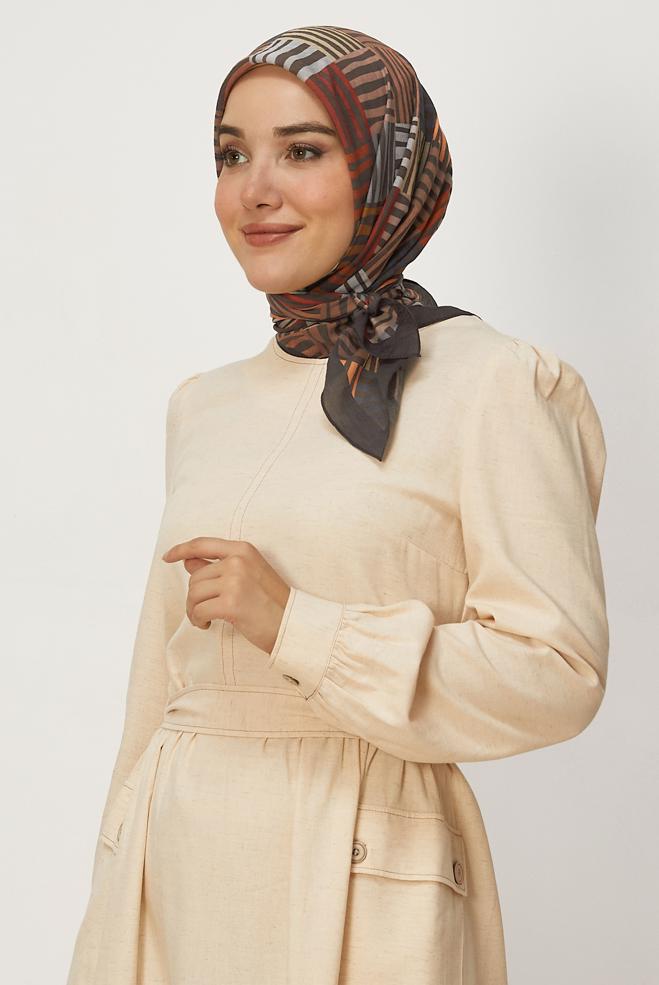 Hijab clothing BROWN ALVINA PATTERNED ALLURE SCARF 8663 - ALVİNA
