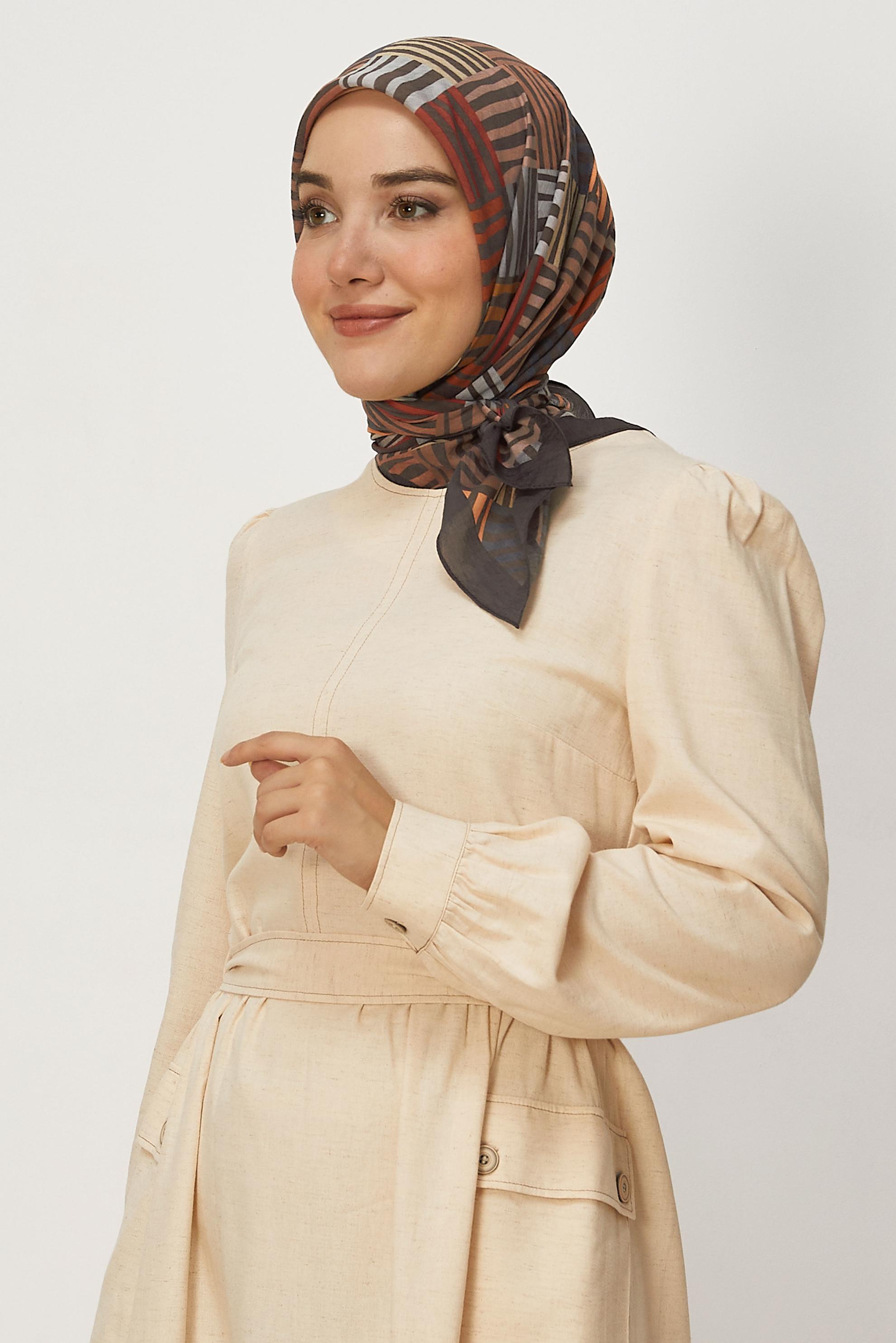 Hijab clothing BROWN ALVINA PATTERNED ALLURE SCARF 8663