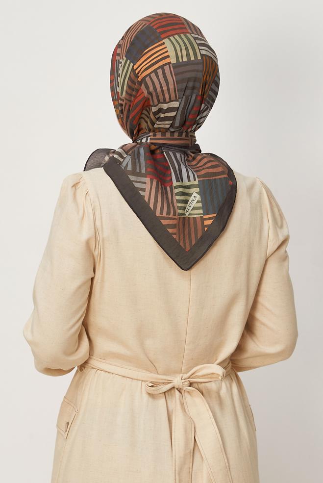 Hijab clothing BROWN ALVINA PATTERNED ALLURE SCARF 8663 - ALVİNA