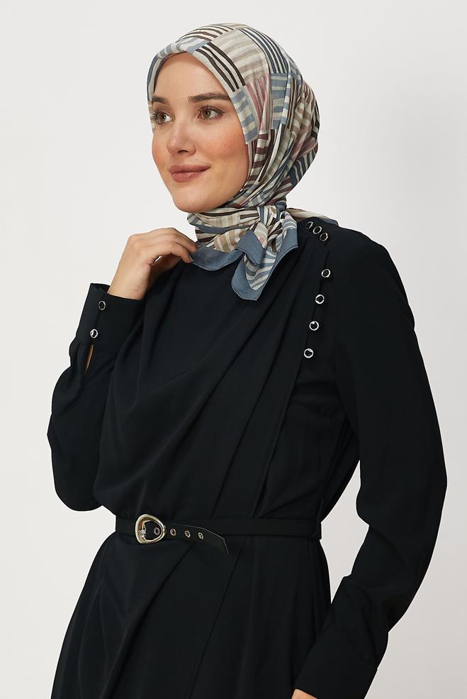 Hijab clothing NAVY BLUE ALVINA PATTERNED ALLURE SCARF 8663 - ALVİNA