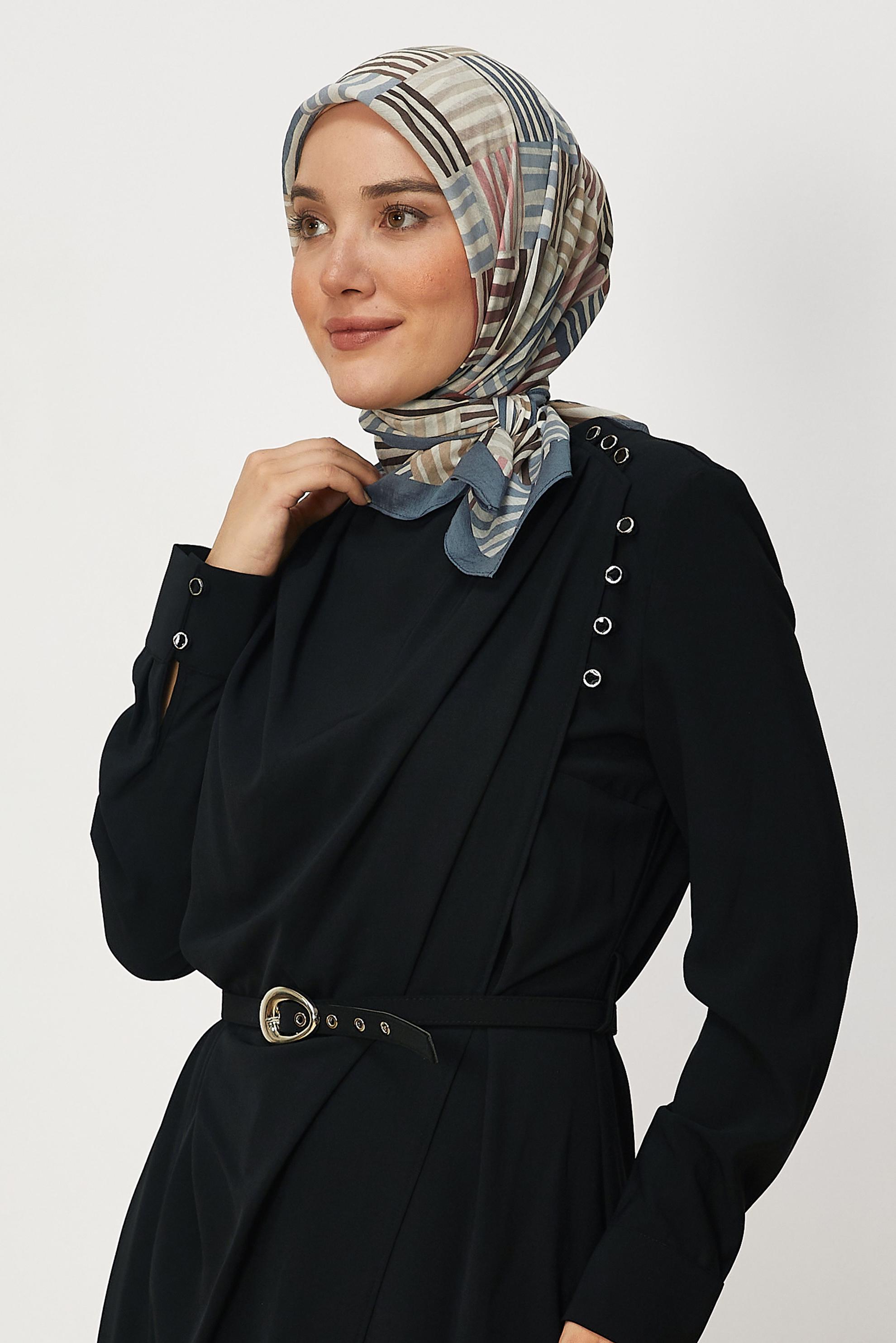 Hijab clothing NAVY BLUE ALVINA PATTERNED ALLURE SCARF 8663